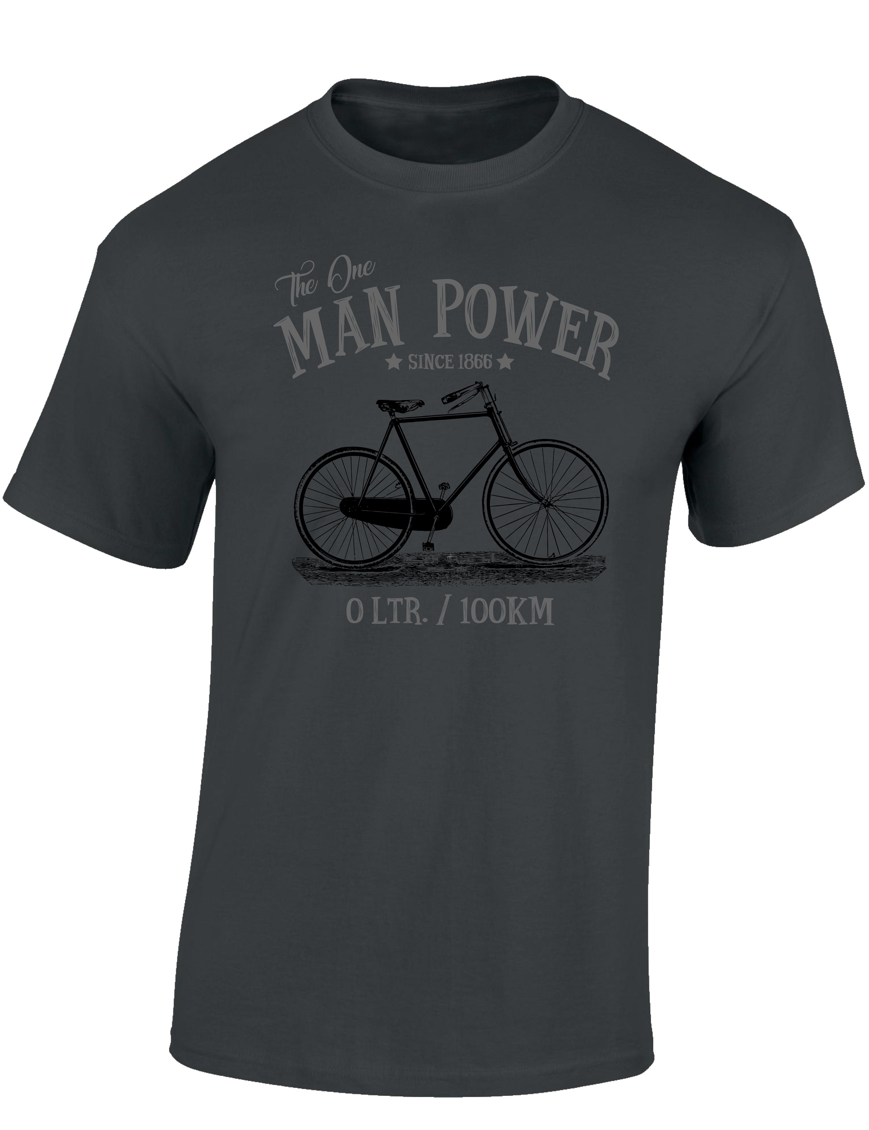 Baddery Print-Shirt Fahrrad T-Shirt: "The One Man Power", hochwertiger Siebdruck, auch Übergrößen, aus Baumwolle
