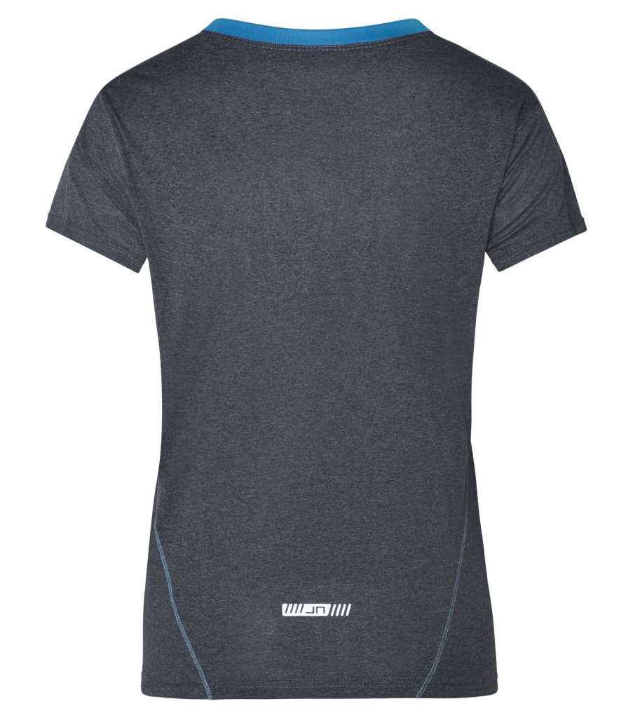 James & Nicholson T-Shirt JN471 Laufshirt Kurzarm 2 black-melange/atlantic Running Damen Laufshirt Atmungsaktiv und Doppelpack (Doppelpack, Feuchtigkeitsregulierend Stück)