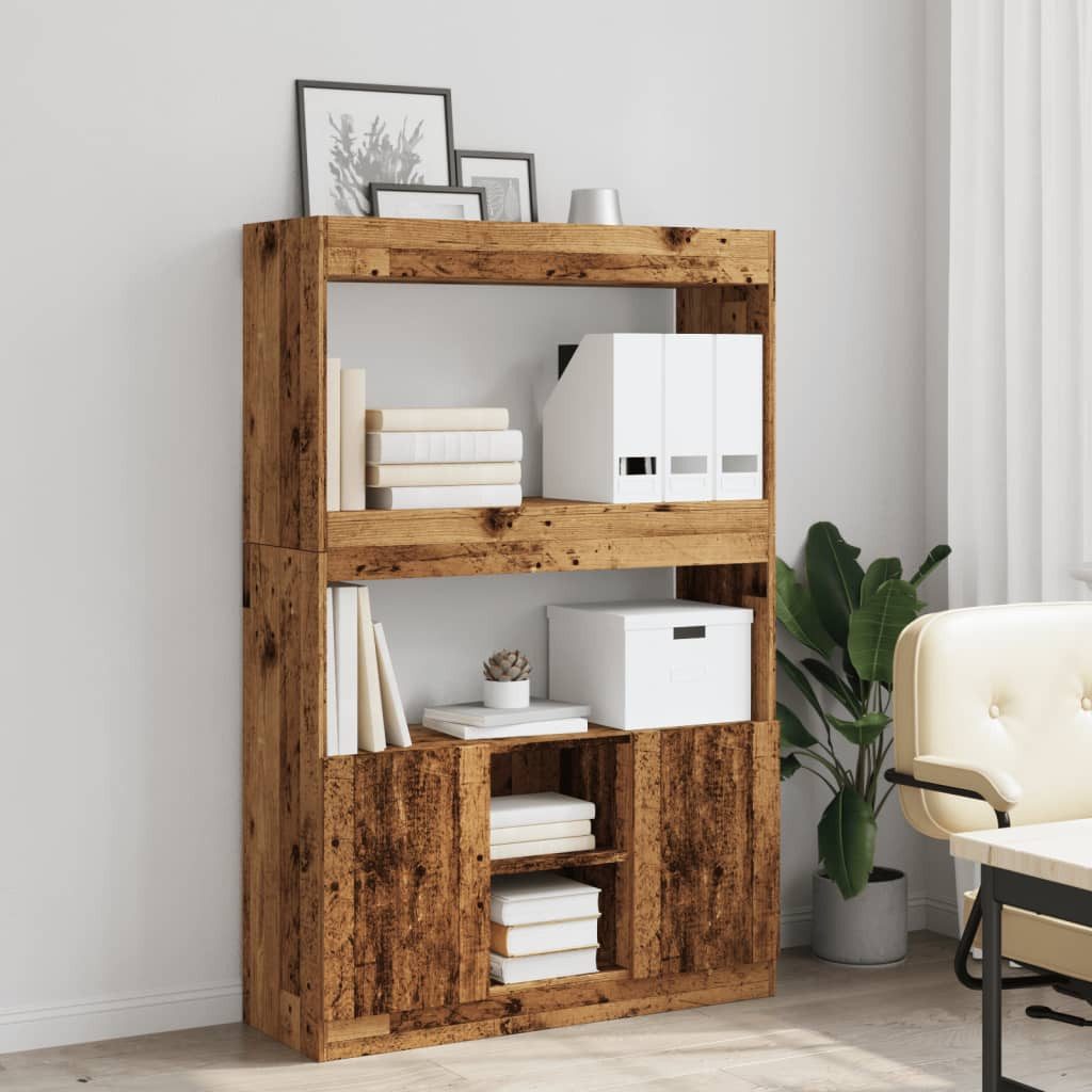 vidaXL Bücherregal NA Highboard Altholz-Optik 92x33x140 cm Spanplatte