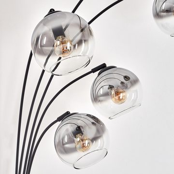 hofstein Stehlampe Stehlampe aus Metall/Glas in Schwarz/Rauchfarben/Klar, ohne Leuchtmittel, Leuchte mit Glasschirmen (15cm), Schalter, 5 xE14, ohne Leuchtmittel