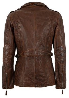 Gipsy Lederjacke GWMilja Gipsy - Damen Echtleder Lederjacke Bikerjacke Lammnappa kastanie