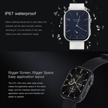 ZPIMY Smartwatch (2,0 Zoll, Android iOS), Herren mit Telefonfunktion 5ATM Wasserdicht 100+ Sportmodi Fitnessuhr