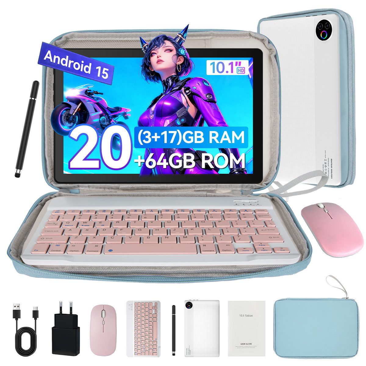 BUFO 10 Zoll 64 GB 1280x800 IPS Maus Tastatur Handschrift Stift Set Tablet (10", 64 GB, Android, WiFi, Dual-Kamera)