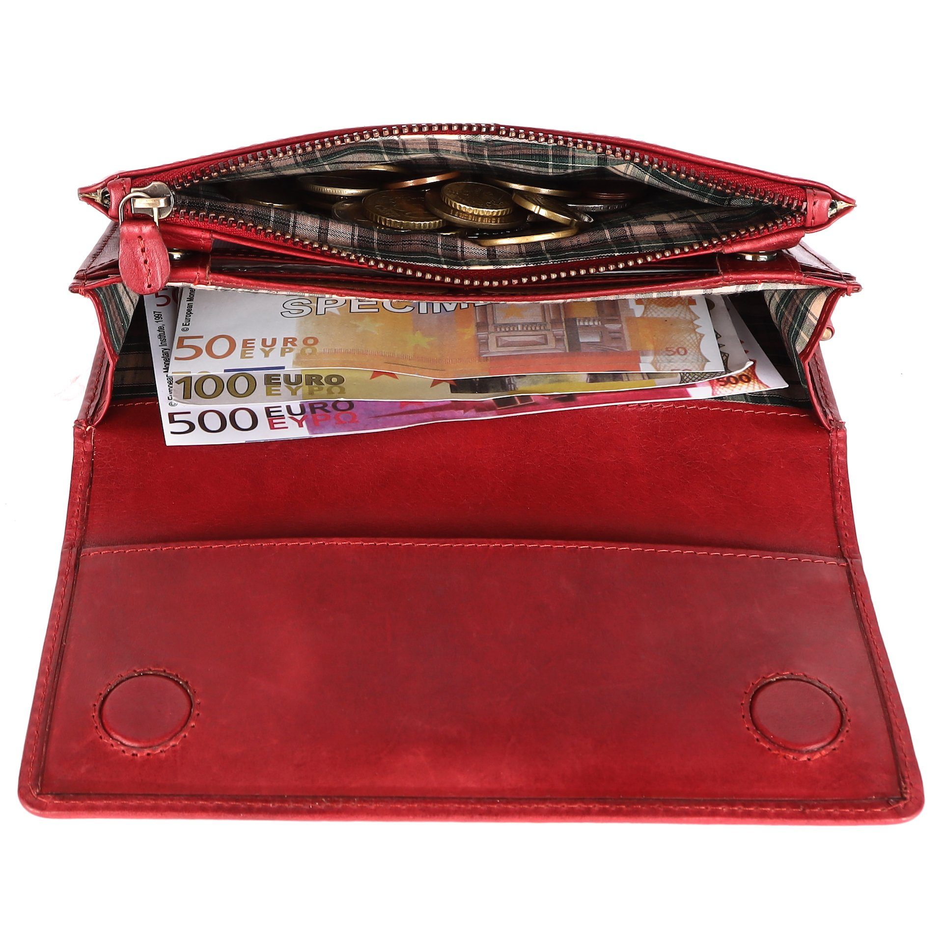 Benthill Geldbörse Damen Echt Leder Portemonnaie Groß RFID Vintage Geldbeutel XXL, RFID-Schutz Kartenfächer Münzfach Reißverschlussfach – Bild 3 von 5