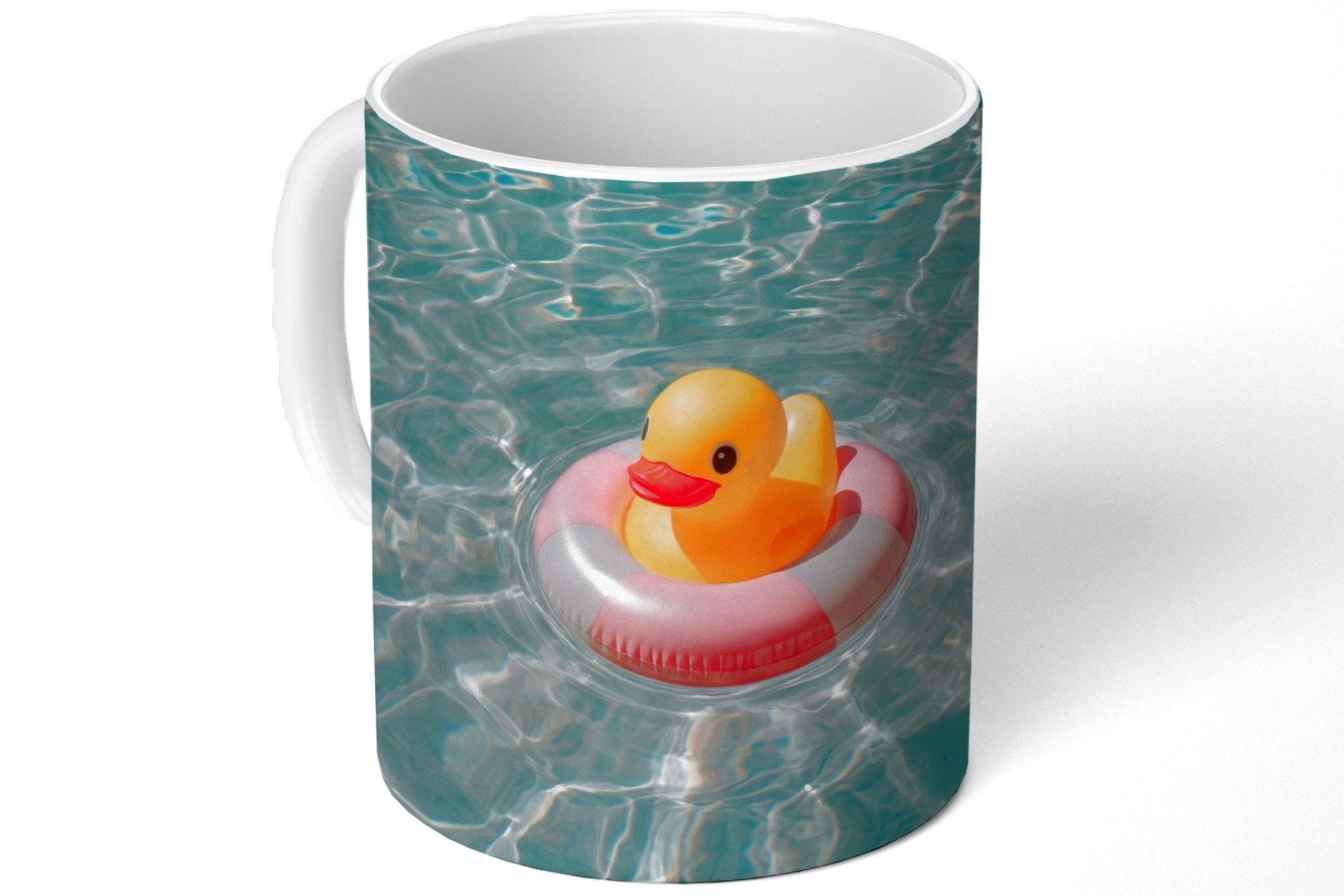MuchoWow Tasse Gummi-Ente - Schwimmband - Gelb, 1-tlg., Keramik, Kaffeetassen, Teetasse, Becher, Kaffeebecher, Geschenk