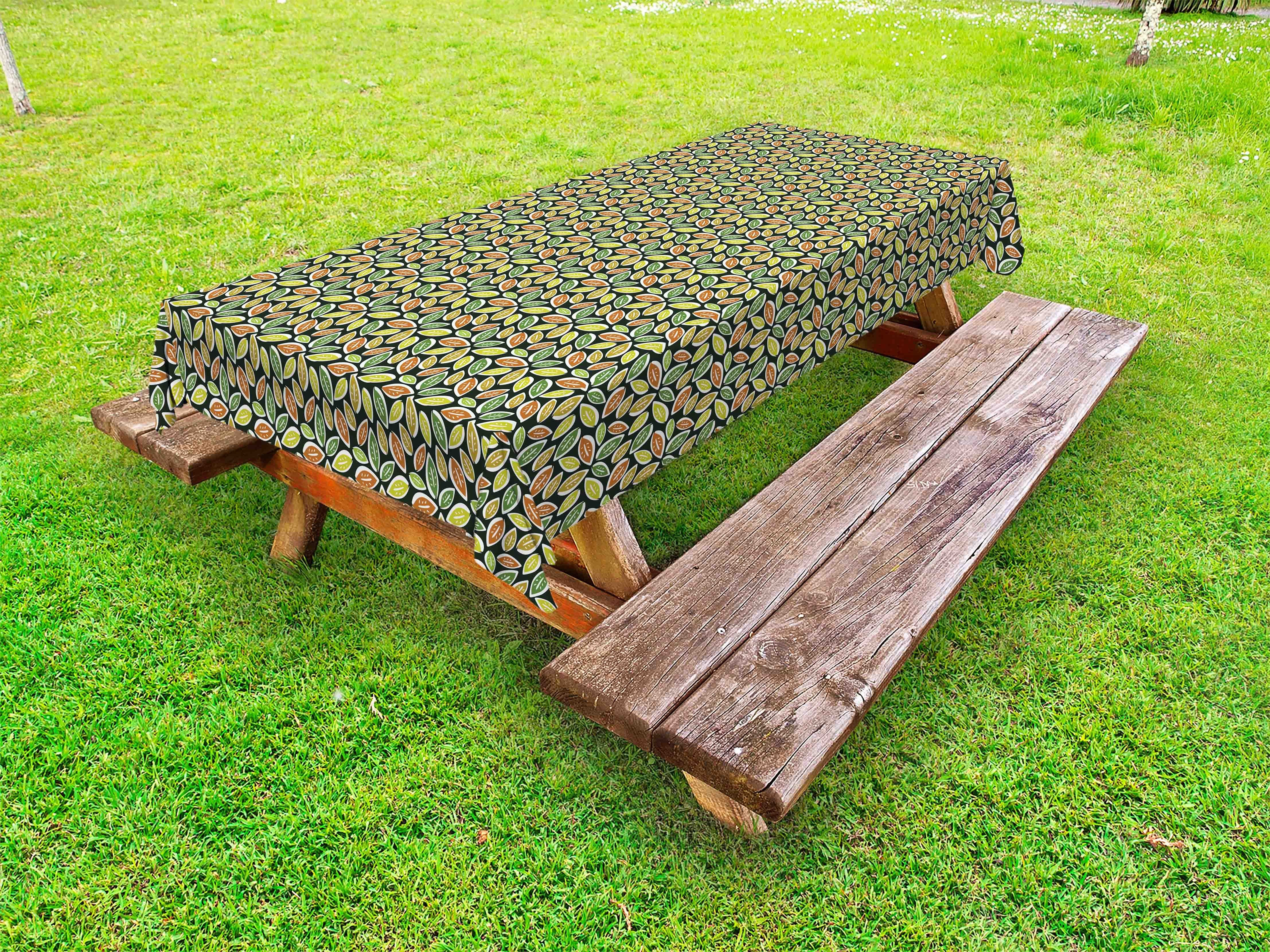 Abakuhaus Tischdecke dekorative waschbare Picknick-Tischdecke, Herbst Kontinuierliche Blätter Saison