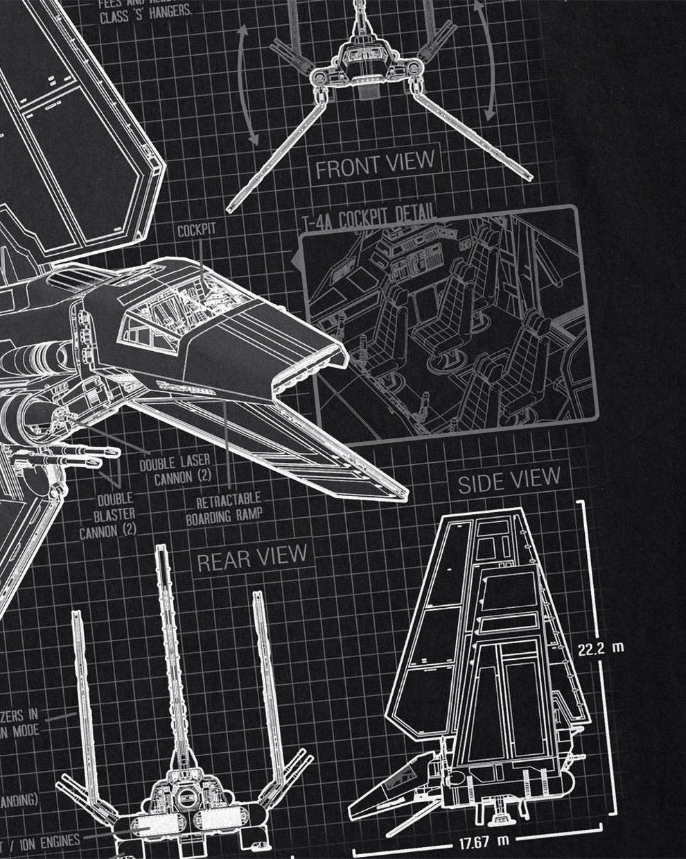 Shuttle Tydirium blaupause style3 Lambda T-4A schwarz raumfähre T-Shirt Print-Shirt Herren