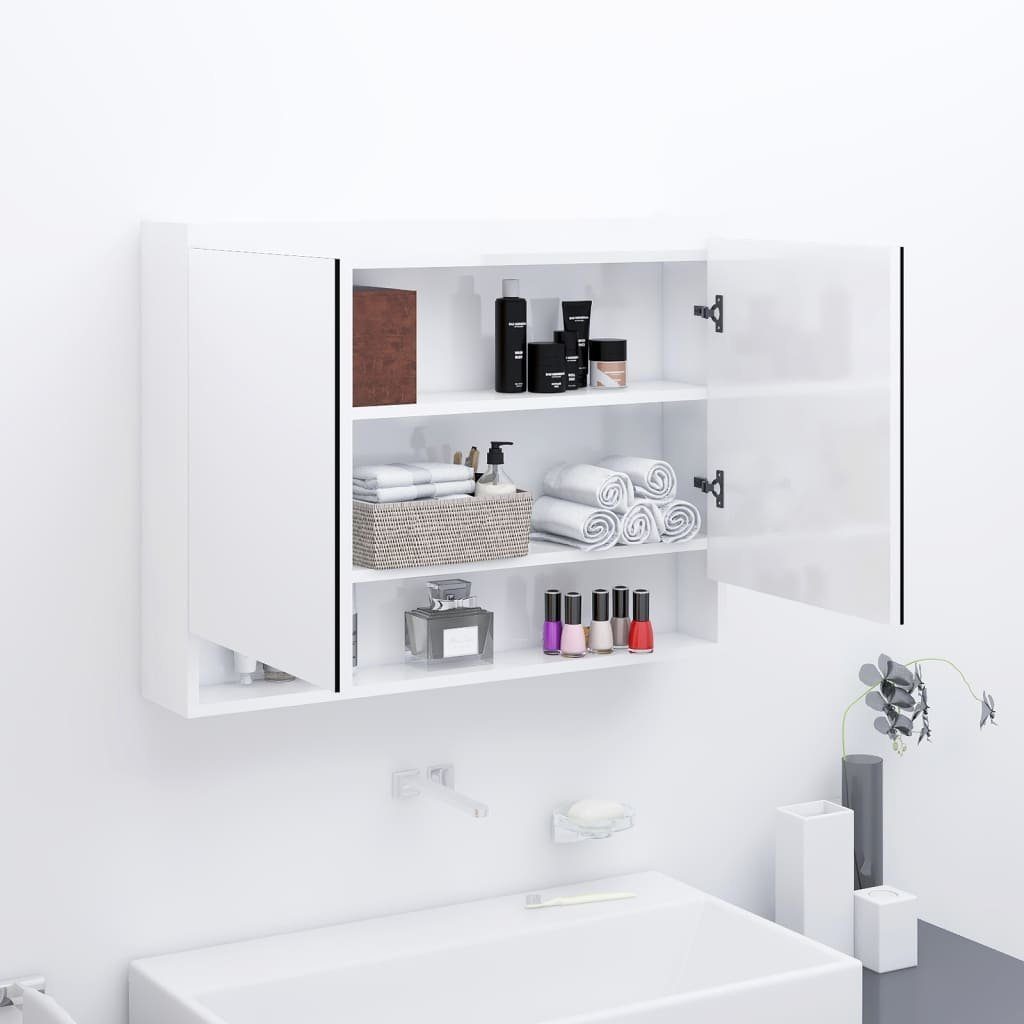 vidaXL Badezimmerspiegelschrank Spiegelschrank fürs Bad 80x15x60 cm MDF Glänzend Weiß (1-St) Hochglanz-Weiß