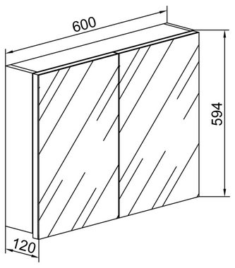 VCM Spiegelschrank Holz Badmöbel Spiegelschrank Spiegel Badinos 60 cm (1-St)