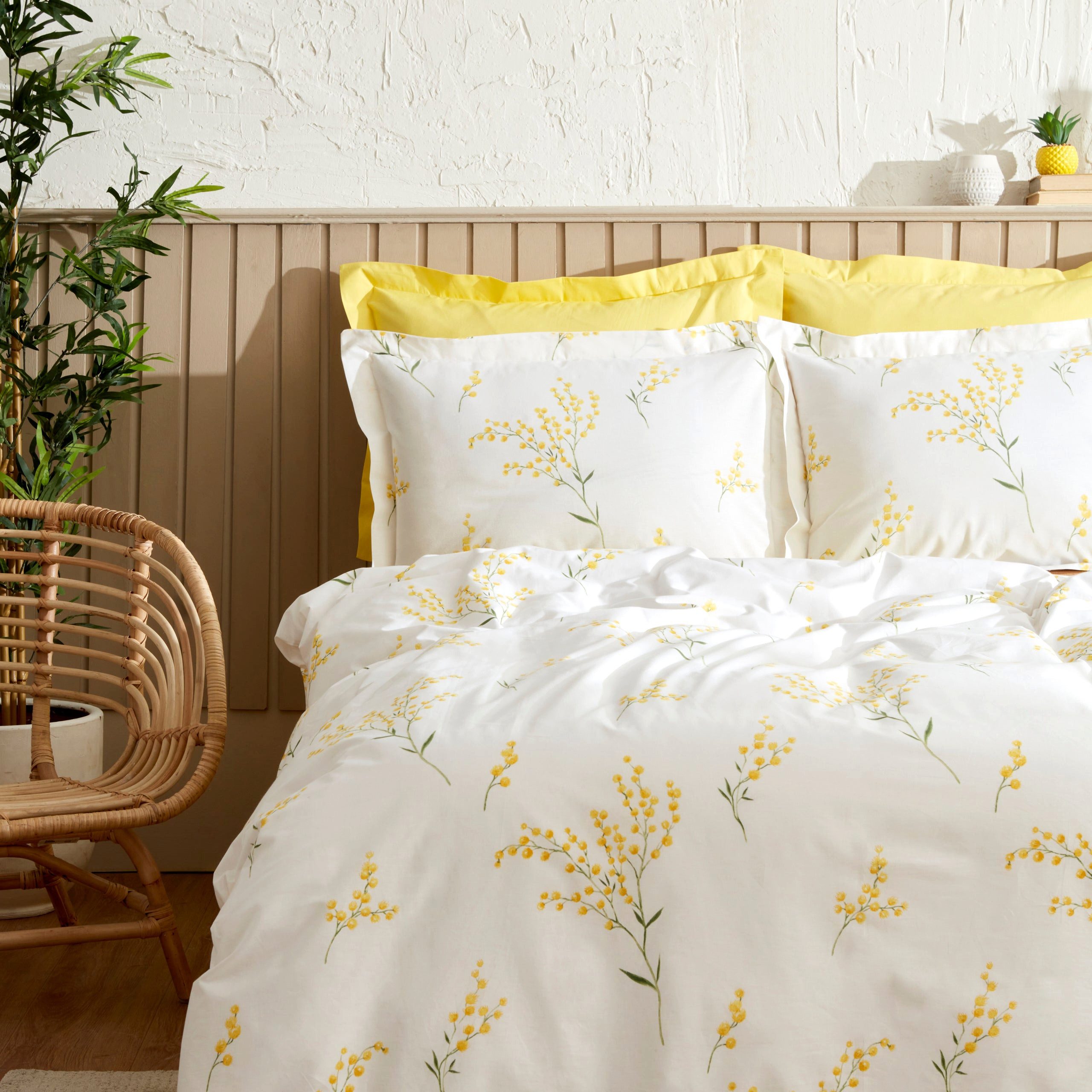 Karaca Bettwäsche Karaca Loretta 100% Baumwolle Doppelbett Bettwäsche Set, Gelb