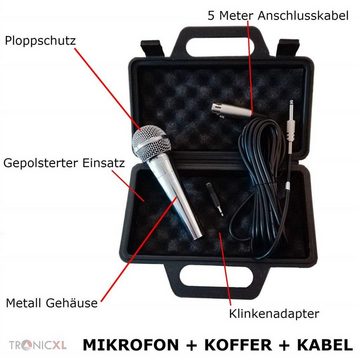 TronicXL Mikrofon Dynamisches Mikrofon Gesang & Bühne + Koffer + 5m Kabel XLR KLINKE Mic