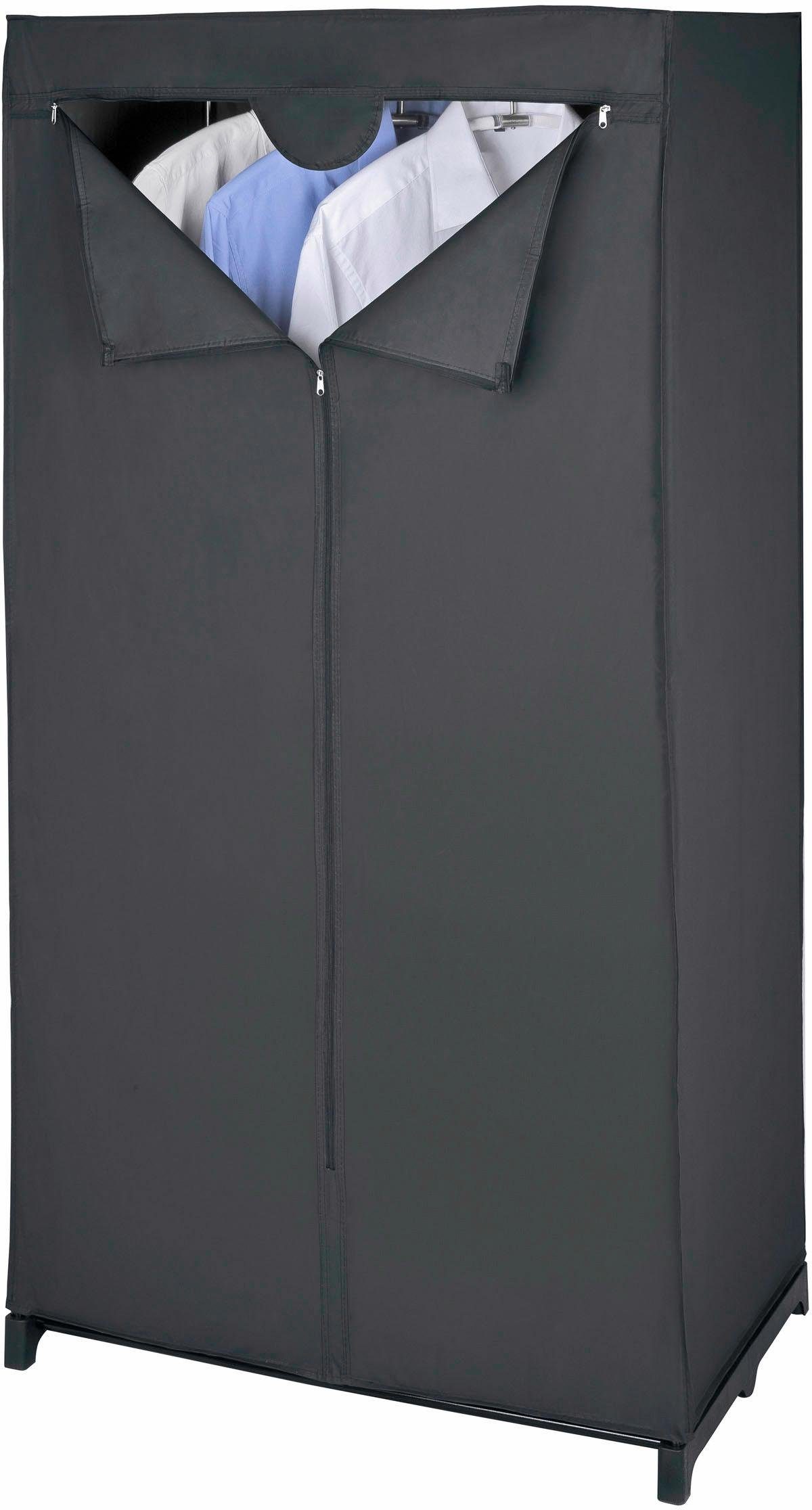 WENKO Kleiderschrank Deep Black Maße (B x H x T): 75 x 150 x 50 cm | Stahlschränke