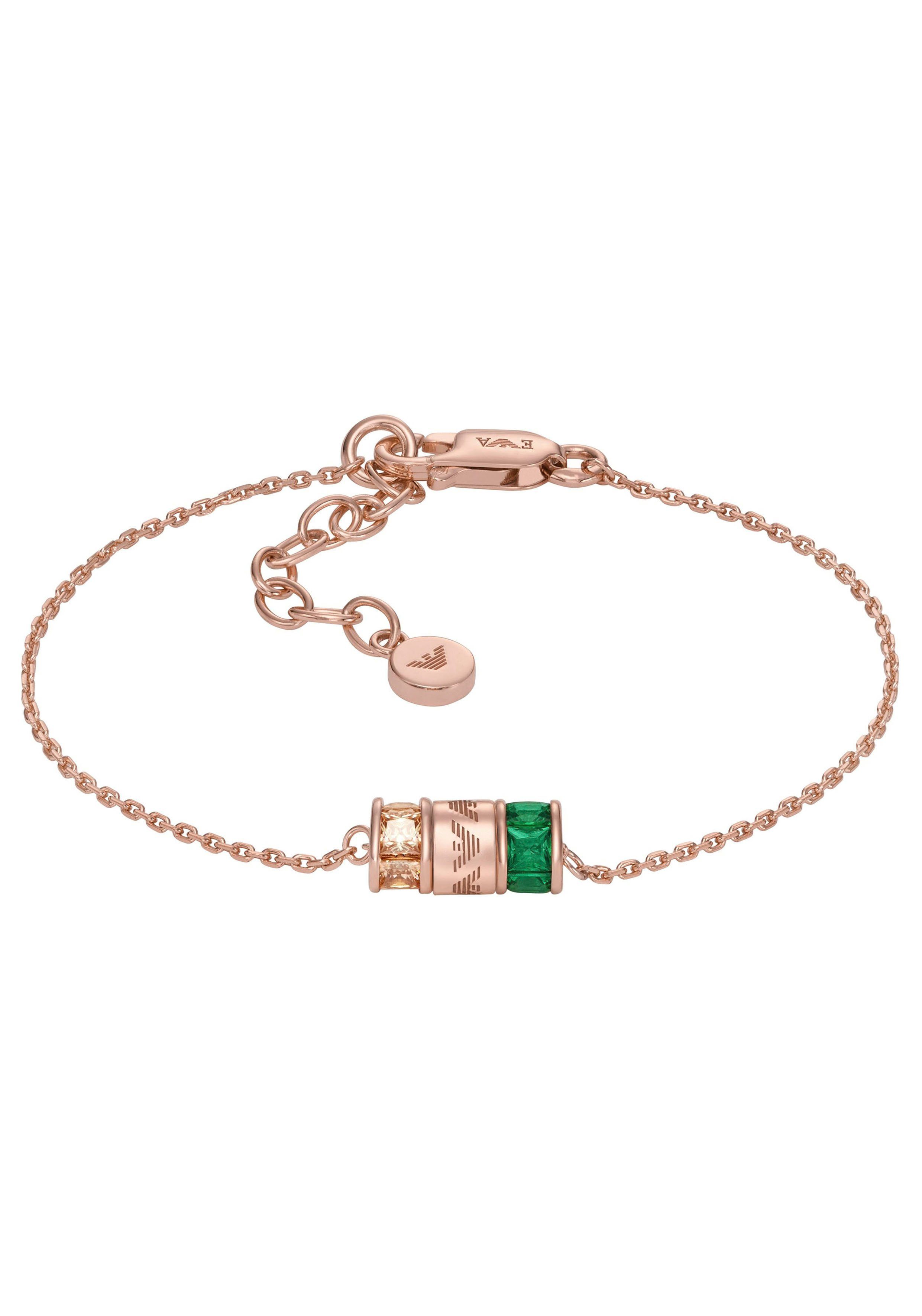Emporio Armani Armband EG3579221, EG3580040, mit Zirkonia (synth) roségoldfarben-champagne-grün | Silberarmbänder