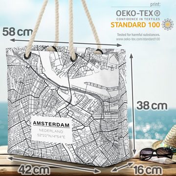 VOID Strandtasche (1-tlg), Amsterdam Karte Beach Bag Holland Niederlande Stadtkarte Reise Urlaub Stadtplan