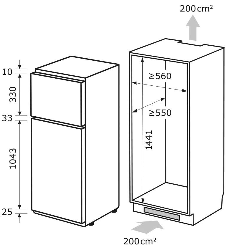 exquisit Einbaukühlgefrierkombination 145,2 54 cm breit EKGC265-40-040E, hoch, cm