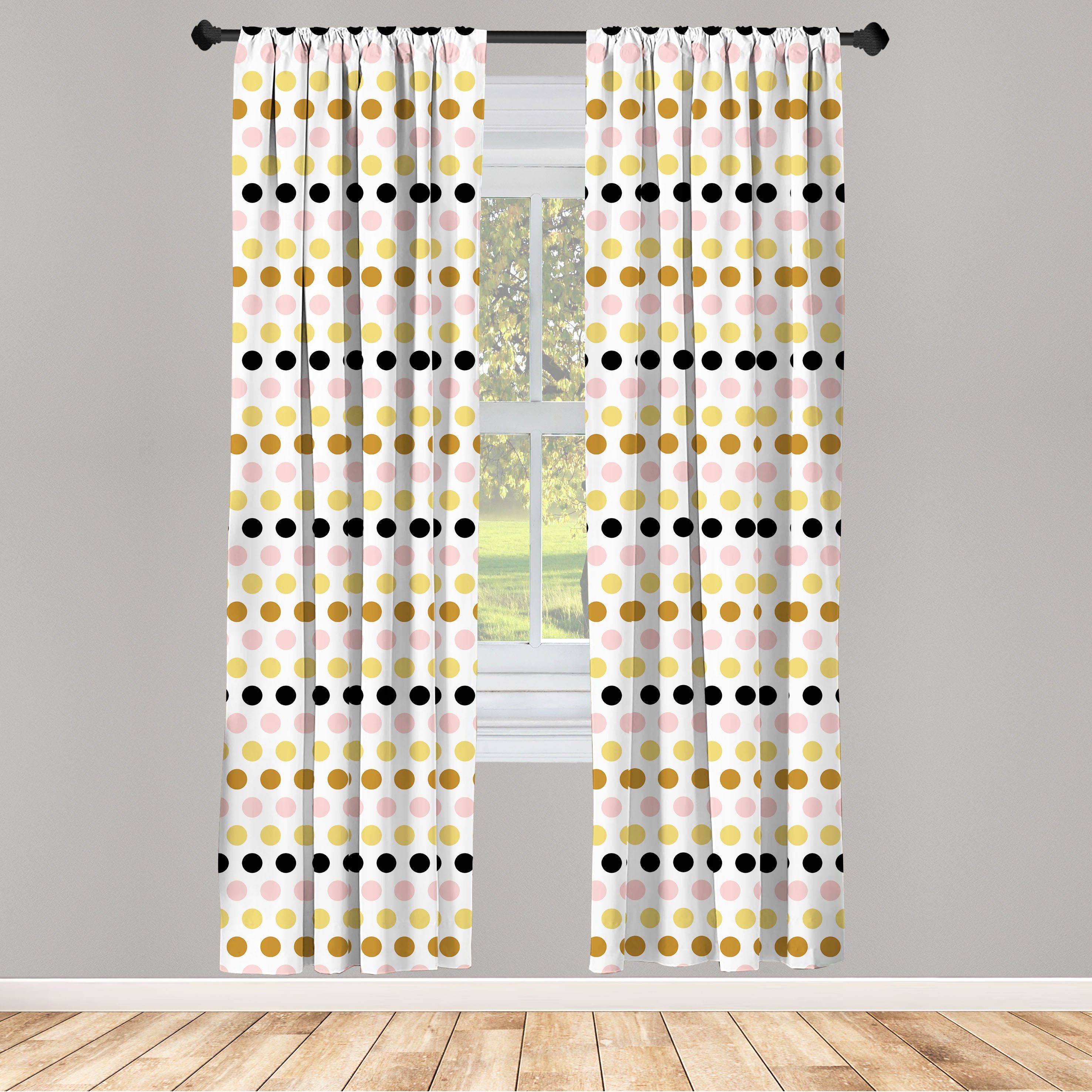 Gardine Vorhang für Wohnzimmer Schlafzimmer Dekor, Abakuhaus, Microfaser, Punktmuster Symmetrische Runde Kunst