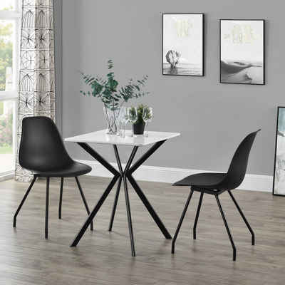 en.casa Esstisch, »Ankara« Küchentisch Besprechungstisch Konferenz-Tisch 60x60x75cm Weiß