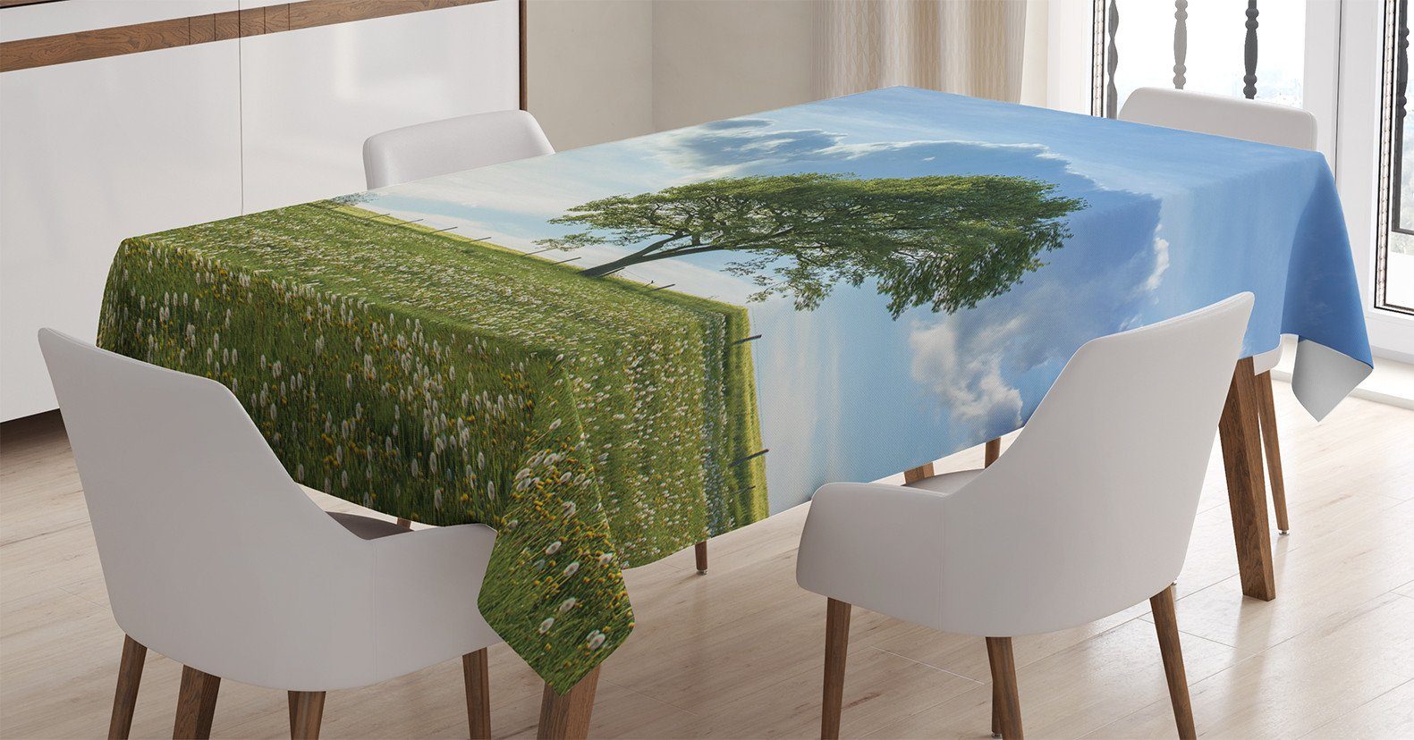 Abakuhaus Tischdecke Farbfest dem Für geeignet Baum Sommer Bereich Farben, Feld Außen Natur den auf Klare Waschbar