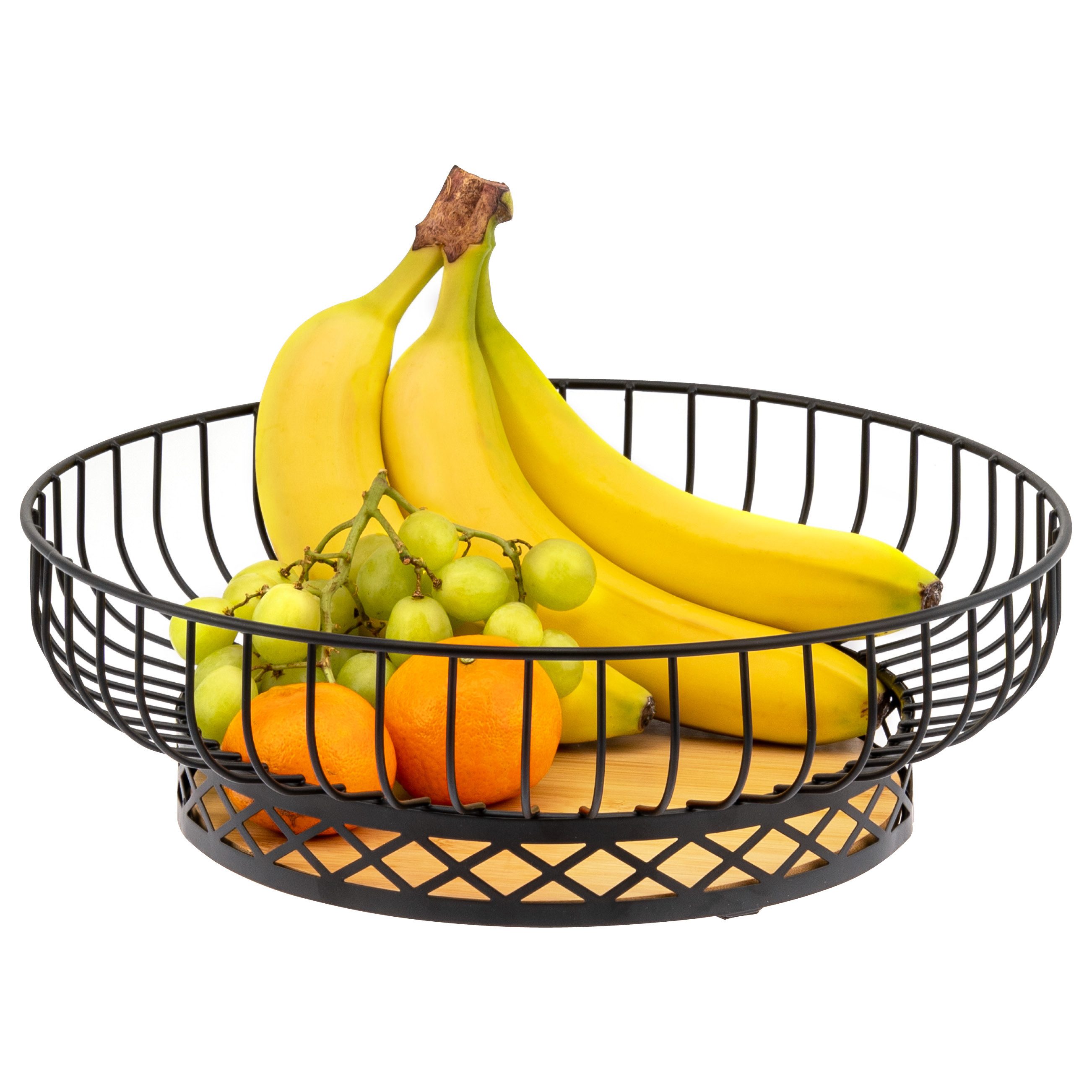 bremermann Obstschale Obstkorb, Obstschale rund, Ø ca. 33,5 cm, schwarz matt, Bambusboden