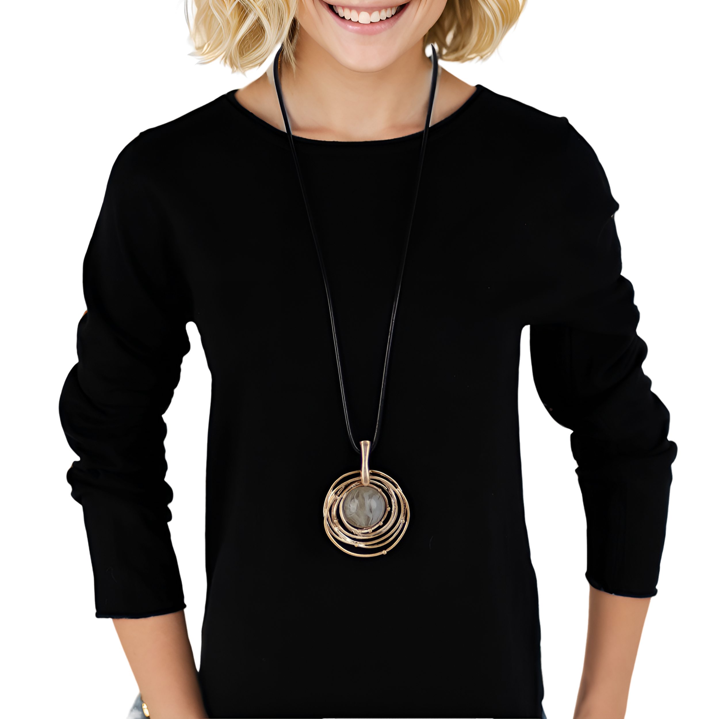 MIRROSI Lange Kette Damen Halskette mit elegantem Anhänger aus Metall ca.90 günstig online kaufen