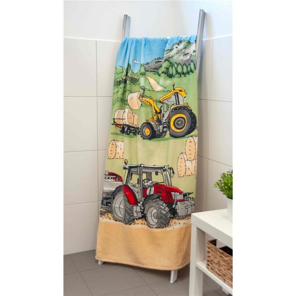 Herding Young Collection Badetuch Traktor, Velours (1-St), hochfarbig  bedruckt, Qualität: 320 g/m²
