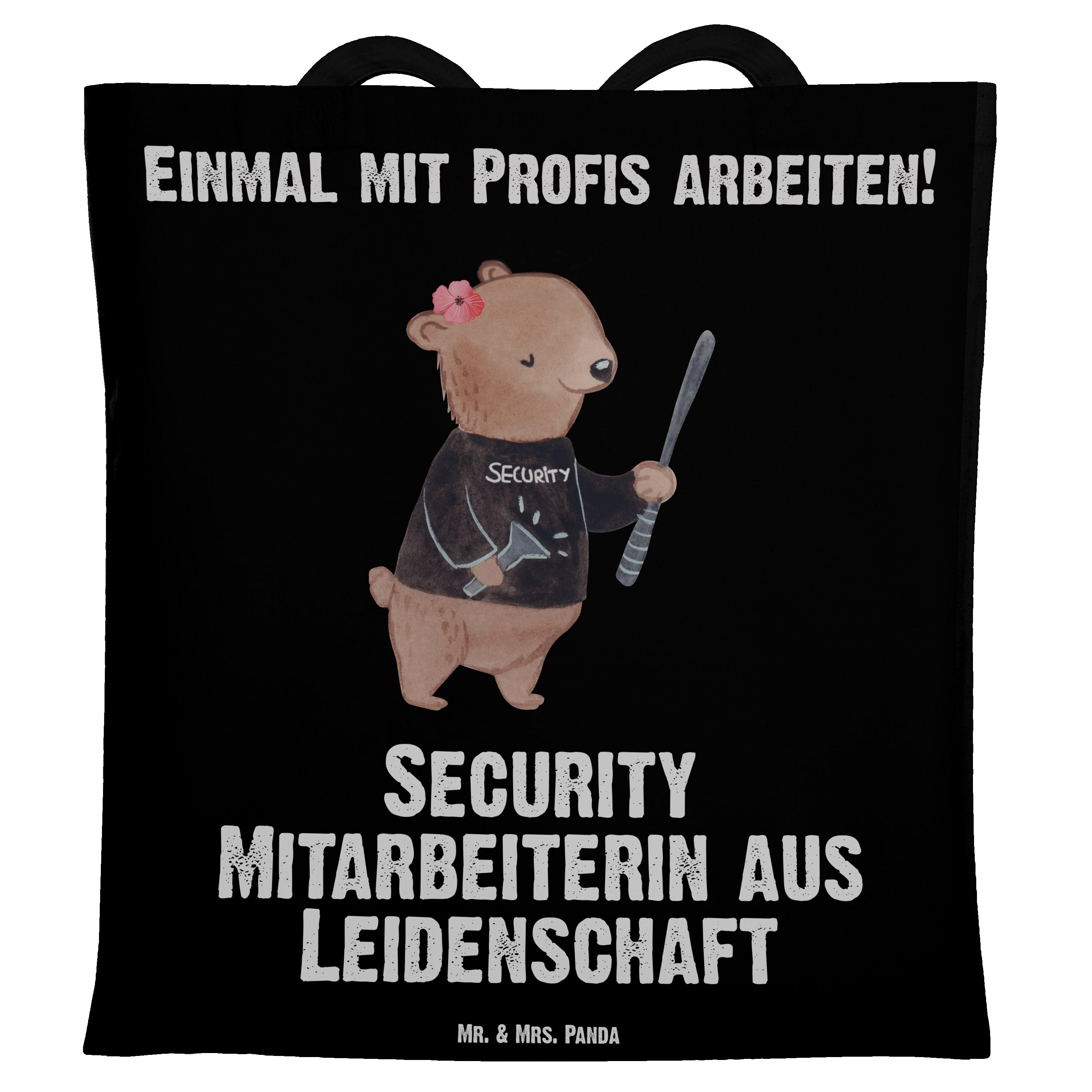 Mr. & Mrs. Panda Tragetasche Security Mitarbeiterin aus Leidenschaft - Schwarz - Geschenk, Beutel, (1-tlg)