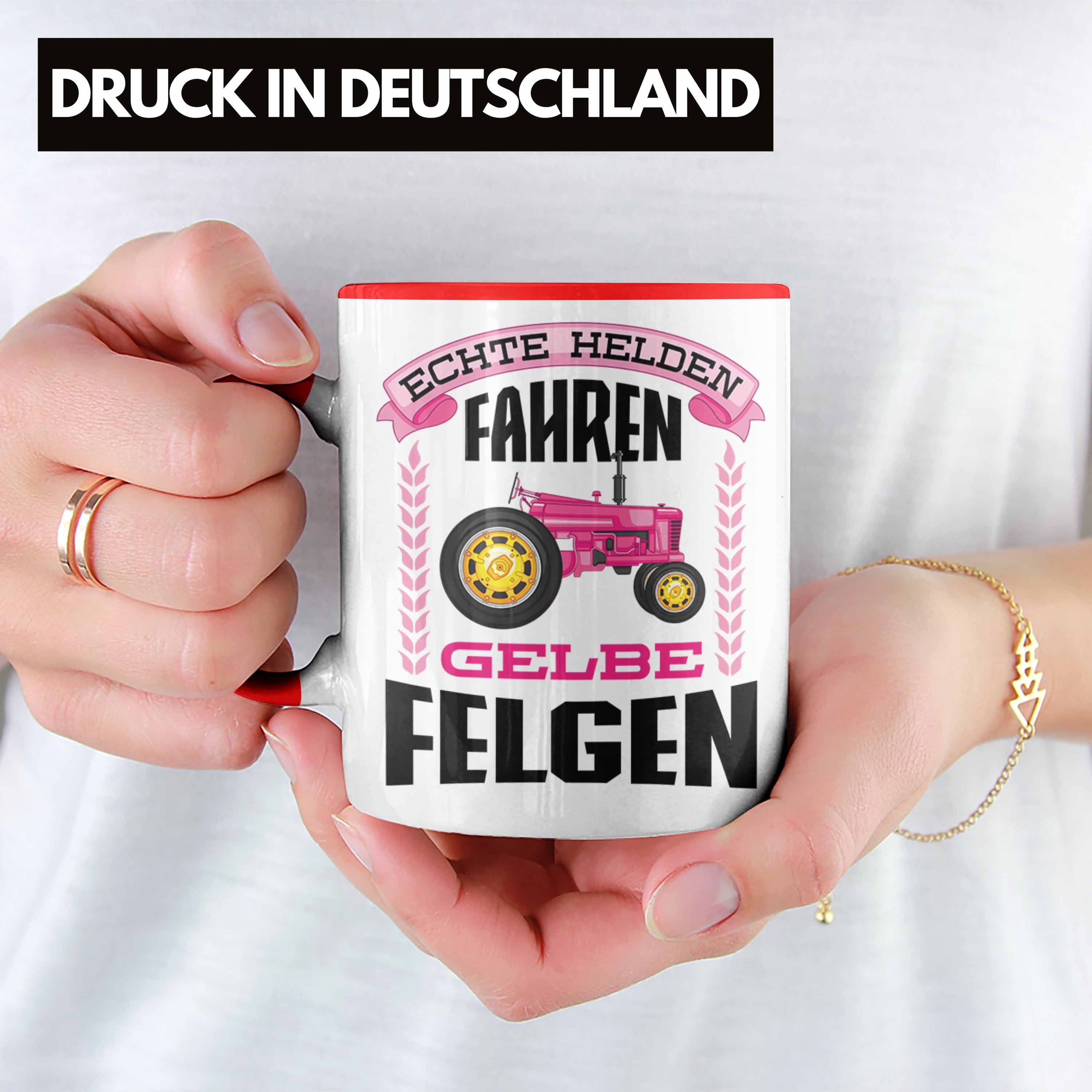 Frau Männer Tasse für - Spruch Spruch Echte Trendation Traktor Landwirtschaft Geschenke Felgen Geschenk Kaffeetasse Tasse Landwirtin Rot Trendation