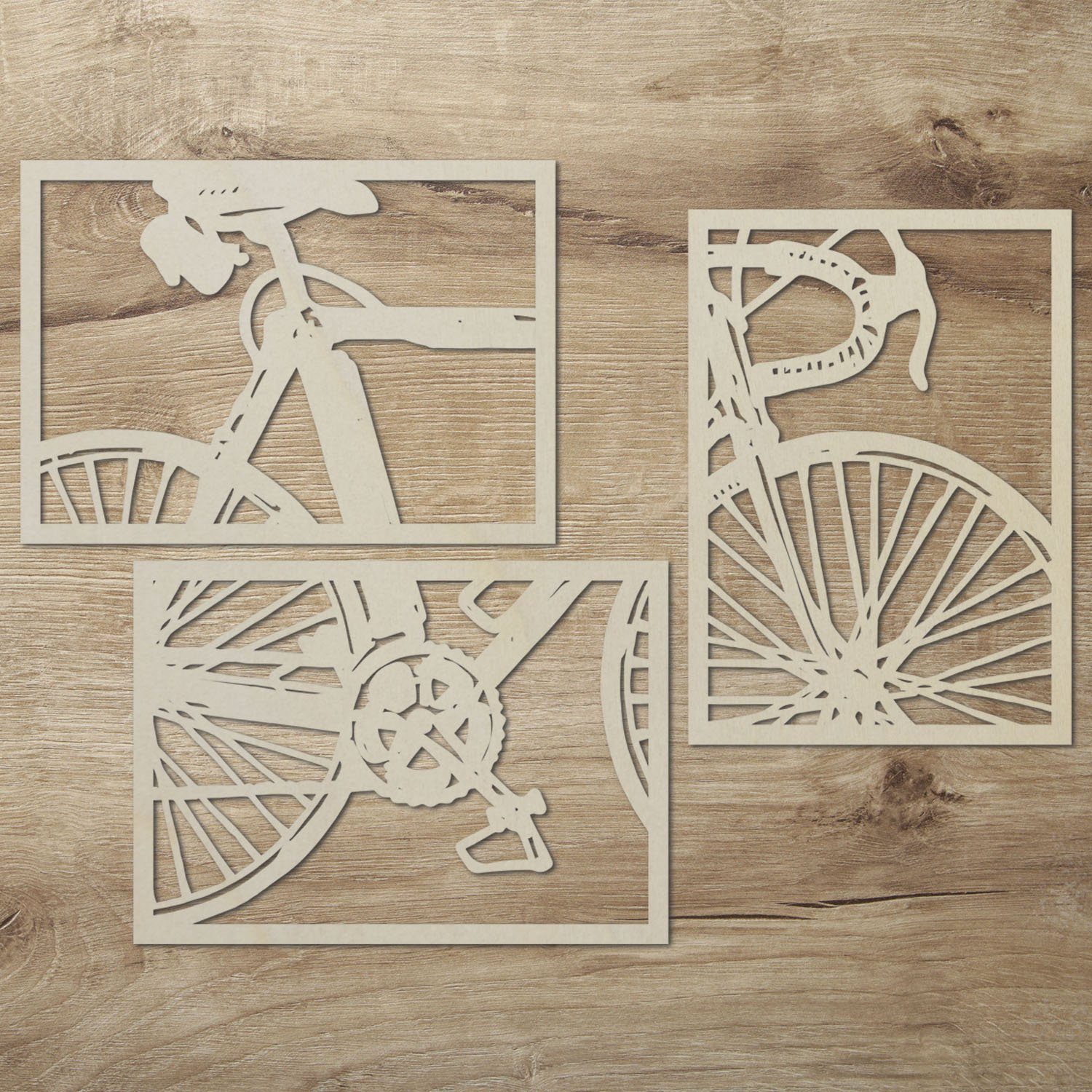 XXL Unbehandelt Dein zuhause (3-teilig), Namofactur Holz Außergewöhnliches Wanddekoobjekt für Holz-Wandtattoo aus Wandbild Fahrrad