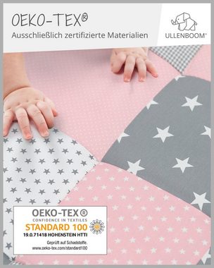 Krabbeldecke Baby Krabbeldecke 100x100 cm "Rosa Grau" (Made in EU), ULLENBOOM ®, Dick gepolstert, Außenstoff 100% Baumwolle