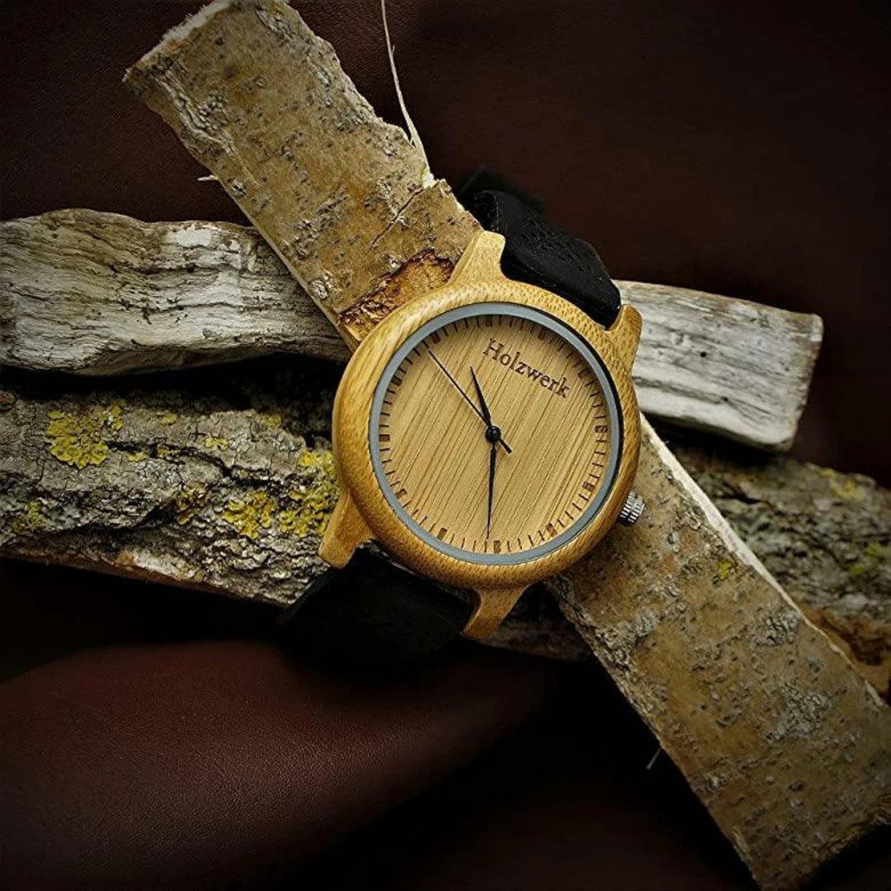 Holzwerk Quarzuhr Holz & Silikon Armband Uhr, Holz Unikate, ideal als Geschenk geeignet, inkl. Uhrenbox