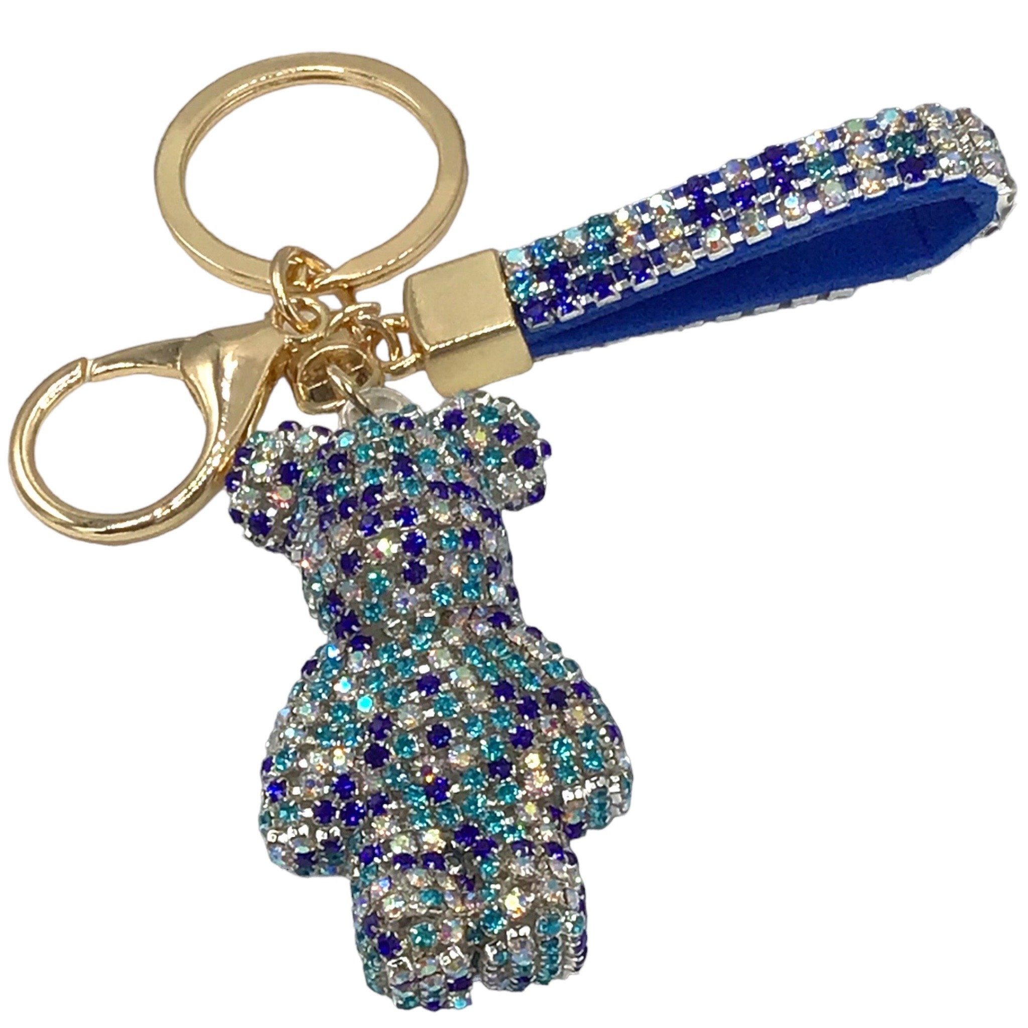 Steinfixx® Schlüsselanhänger Edler Strass Teddybär Karabinerhaken Handyanhänger - mit reich Schlüsselanhänger Lederband Rhinestones Schlaufe), mit und Schlüsselring Blau-Türkis sowie Schlüsselanhänger bestückt (Teddybär mit Cartoon Anhänger