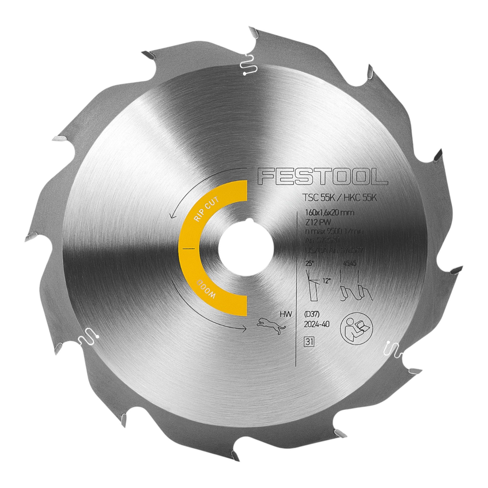 FESTOOL Kreissägeblatt HW 160x1,6x20 PW12 WOOD RIP CUT 160 x 1,6 x 20 mm (578580)