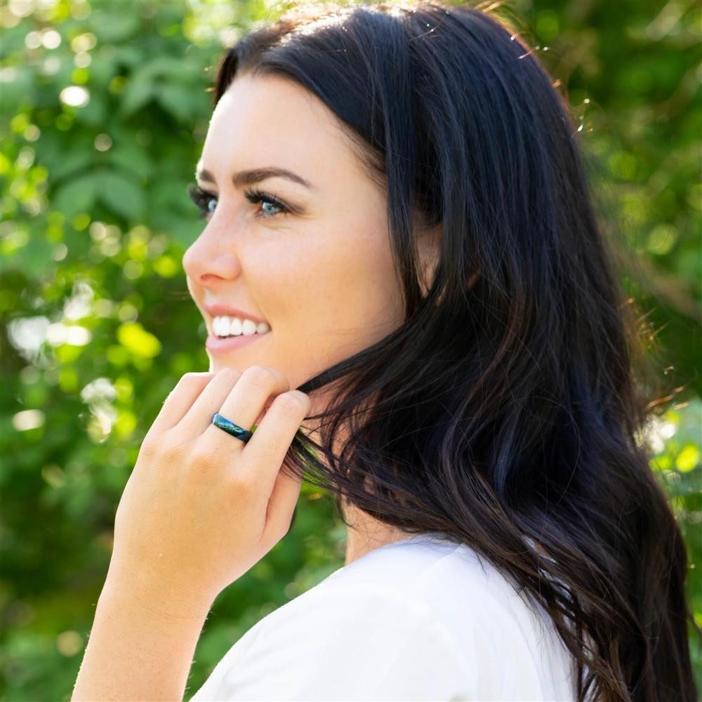 BUNGSA Fingerring 49 (15.6)Blauer Ring Edelstahl klassisch für Damen & Herren 49 (15.6) (Ring, 1-tlg), Damen Herren