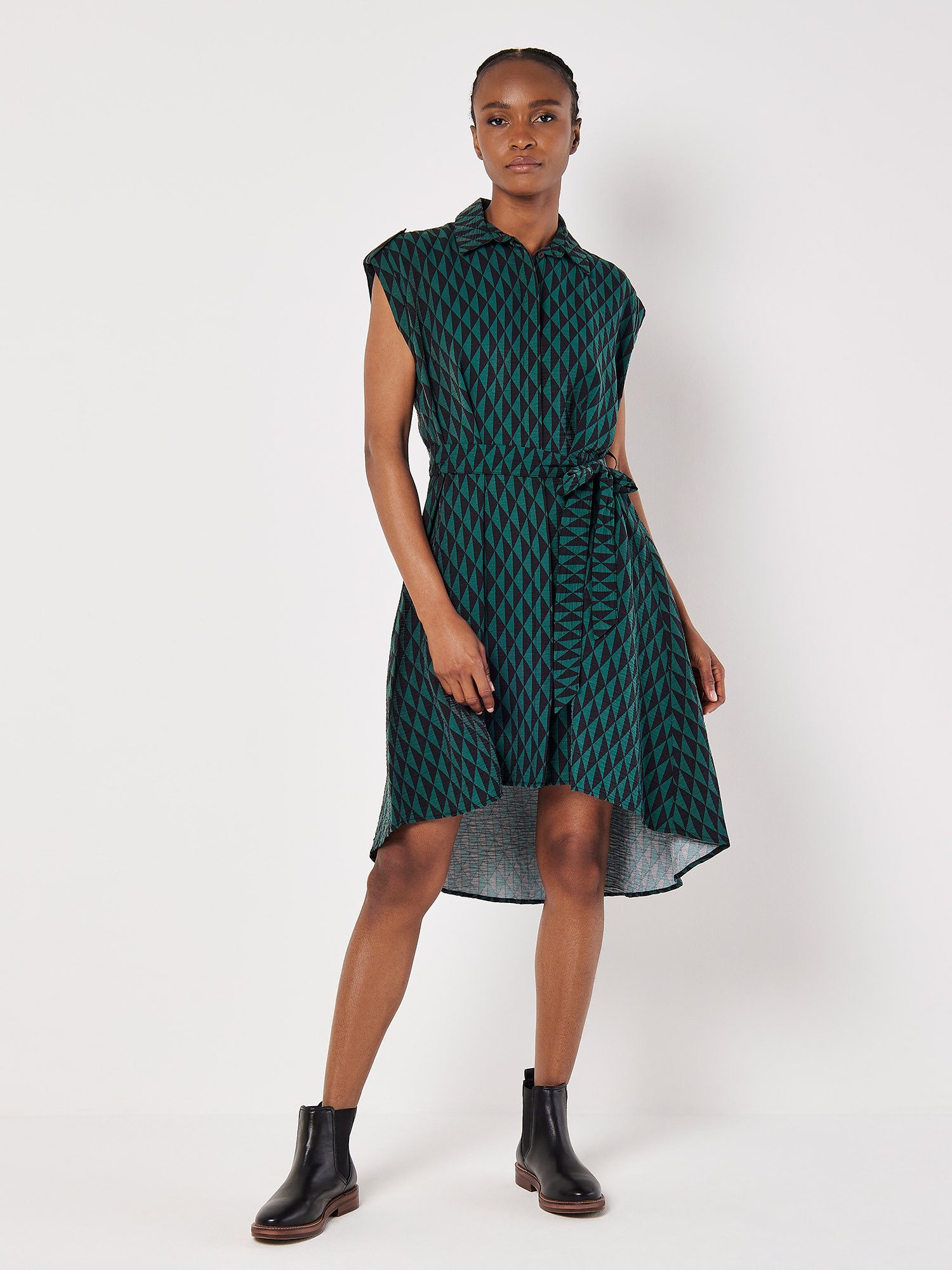Apricot Druckkleid High-low Kleid, (2-tlg., Stoffgürtel) günstig online kaufen