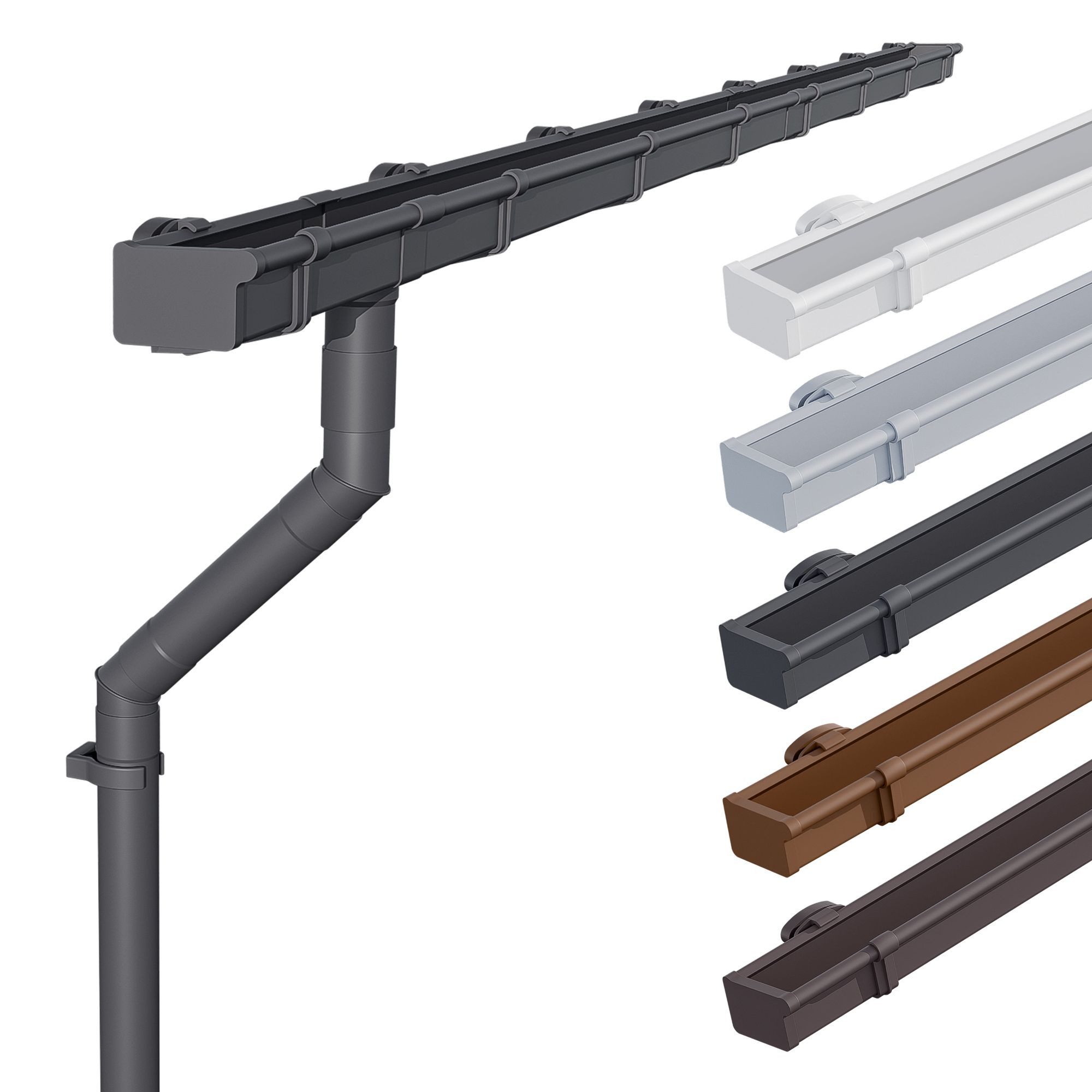 INEFA Dachrinne NW 68 Dachrinnen-Set kastenförmig aus PVC für Gartenhaus,2 x 2m, Kastenrinnen- Set von INEFA, 2-St., Set für zwei Dachseiten, Regenrinne aus Kunststoff für Satteldach, Made in Germany