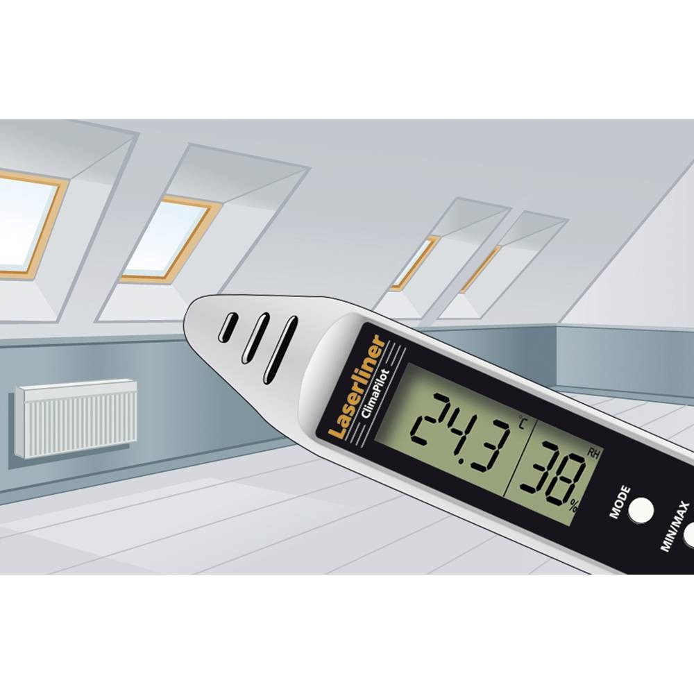LASERLINER Hygrometer Digitales Hygrometer mit Taupunktangabe 082.034A, Taupunkt-/Schimmelwarnanzeige