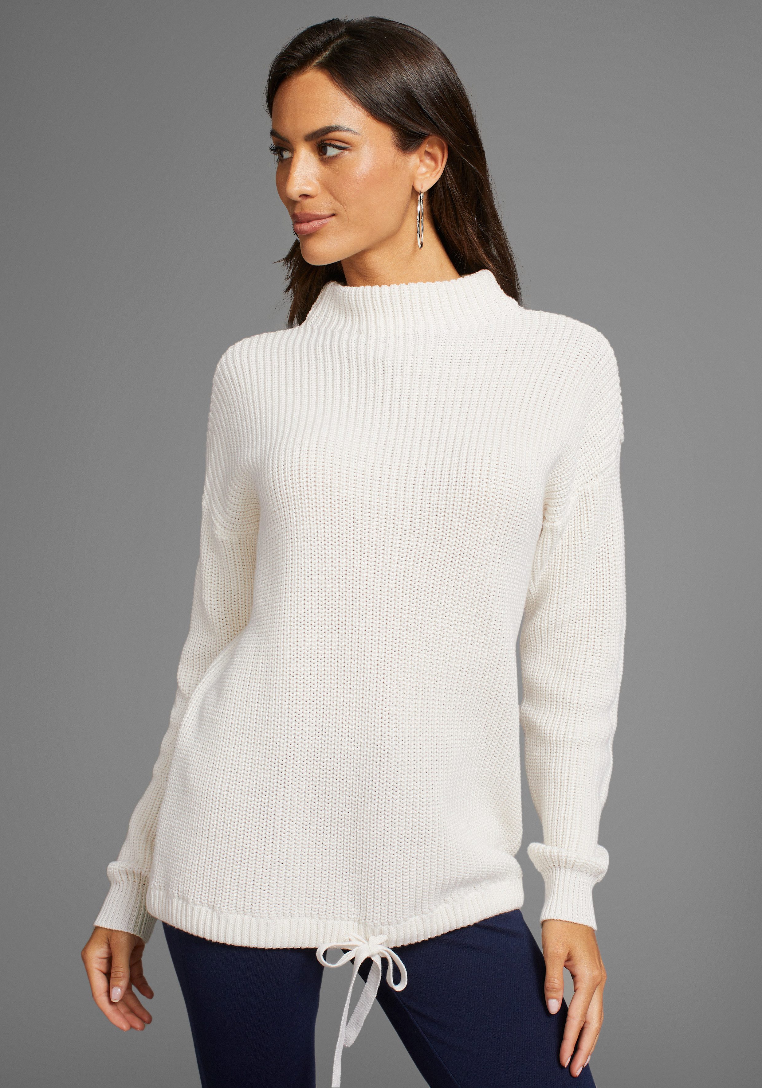 DELMAO Stehkragenpullover mit verstellbarem Saum durch günstig online kaufen