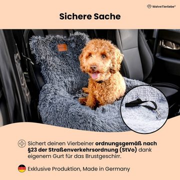 Wahre Tierliebe Hunde-Autositz Premium Hunde Autositz Fluffy - Inkl. Sicherheitsgurt, verschiedene Größen und verschiedene Farben