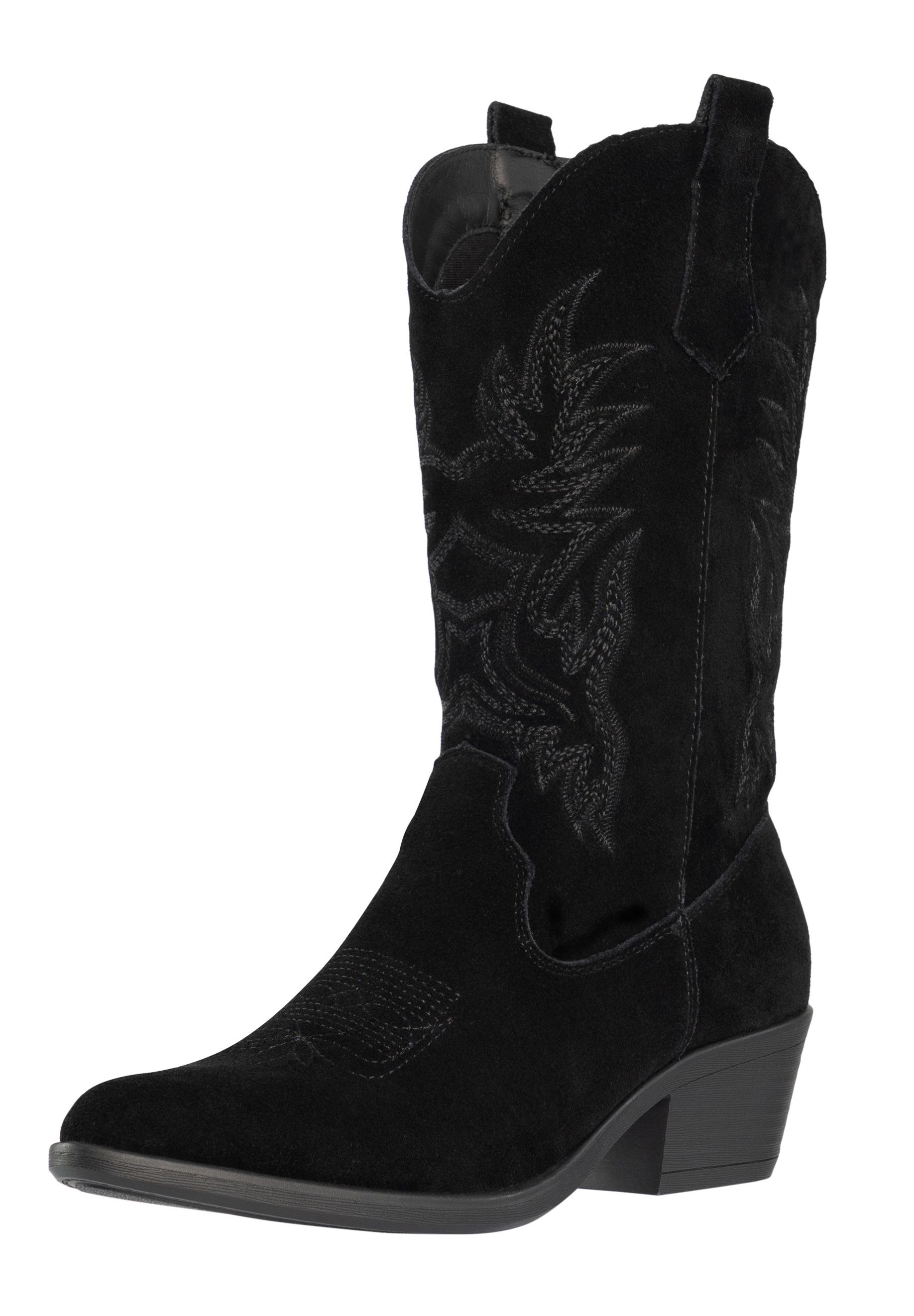 Salinyang Damen Westernstiefel mit Stickerei und Blockabsatz Cowboy Stiefelette