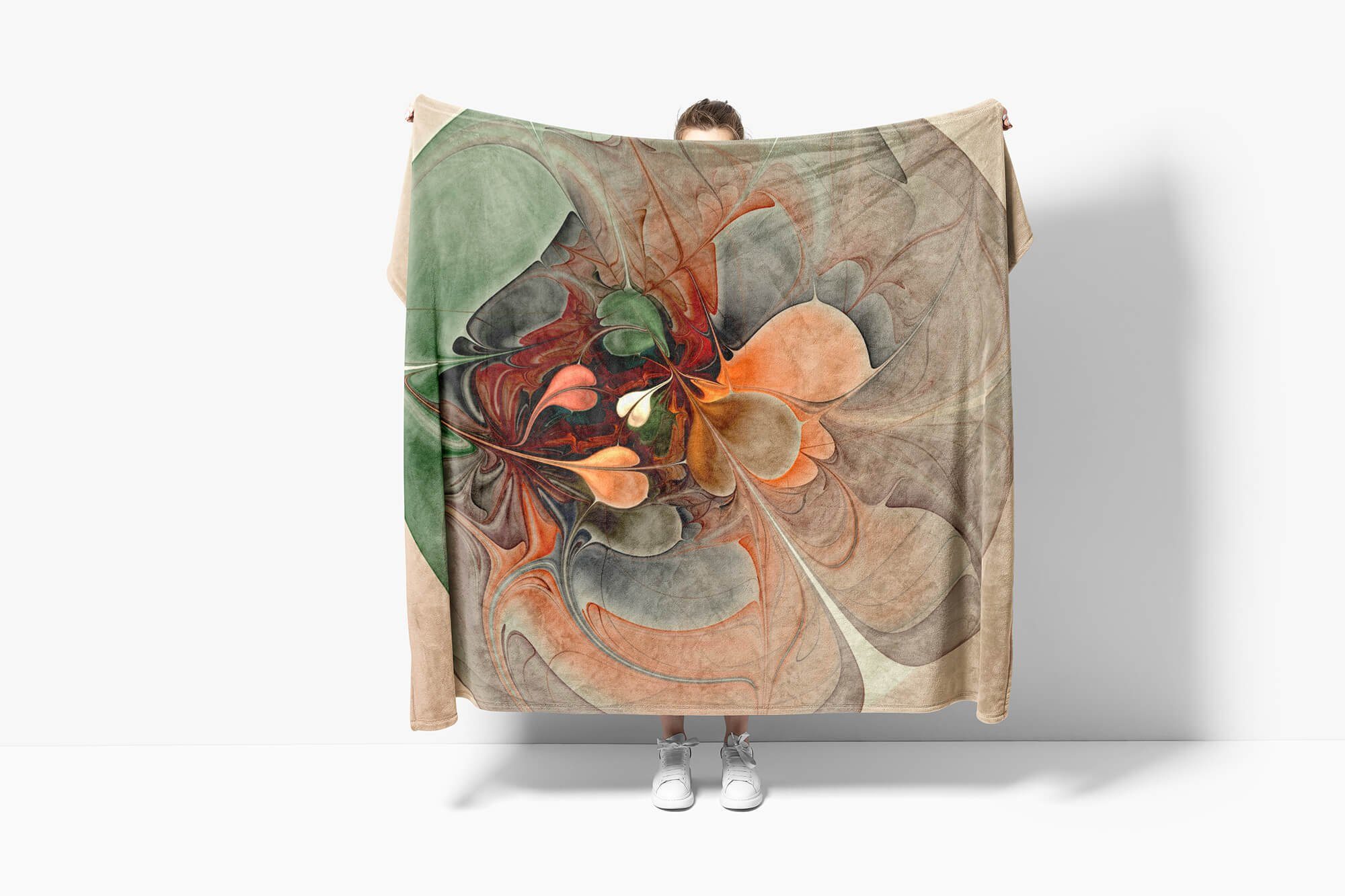 Handtuch Muster Handtücher Kuscheldecke Art Sinus abstraktes Baumwolle-Polyester-Mix Strandhandtuch mit Handtuch Fotomotiv Saunatuch (1-St), Kunstvoll,
