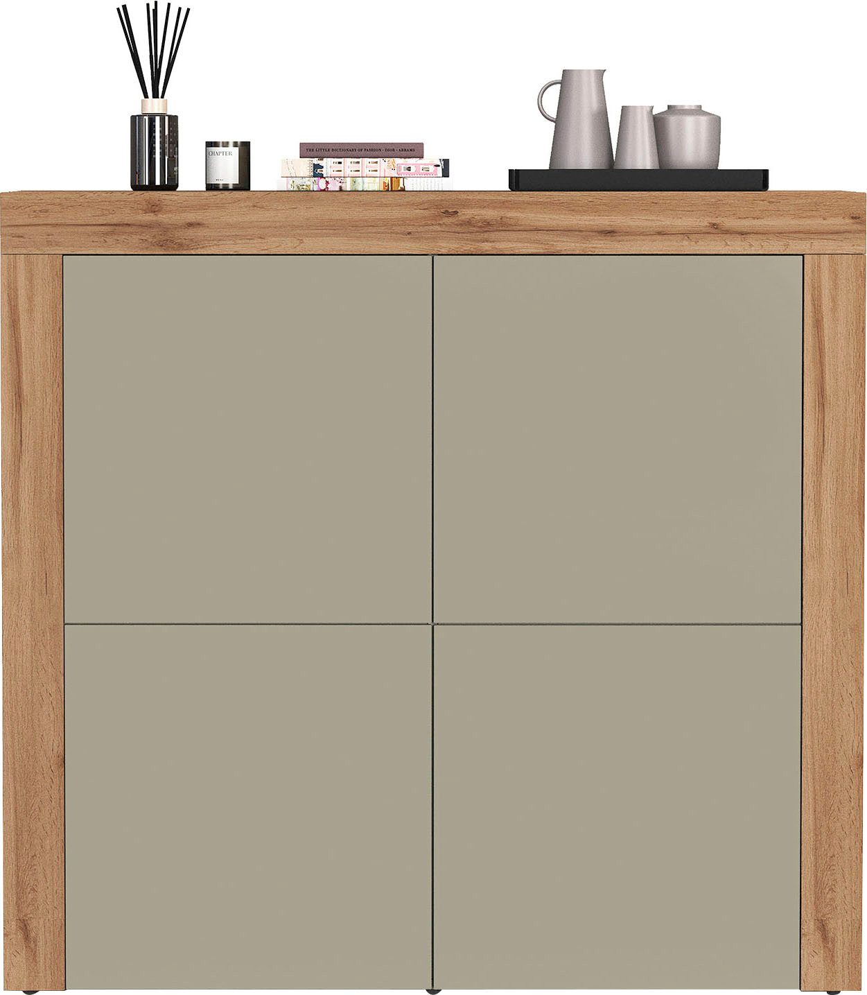 OTTO home Highboard CHRONOS Breite 140 cm mit 4 Türen und 8 Fächer 'Made in Italy' (1 St), Hohes Sideboard, Kommode, Schrank, Grifflos mit Push to Open