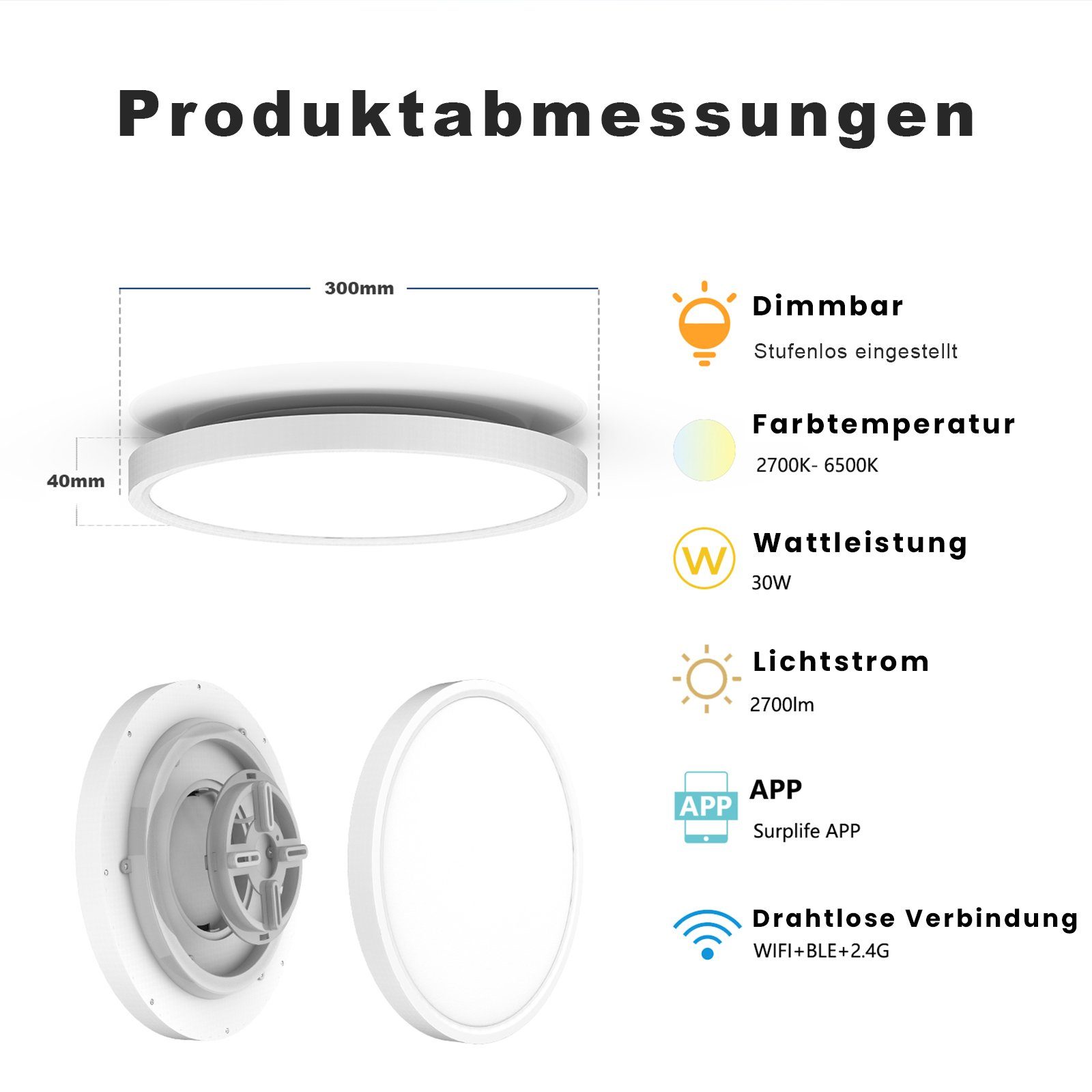 Sunicol LED Deckenleuchte Smart RGB Wifi Deckenleuchte mit Fernsteuerung, R günstig online kaufen