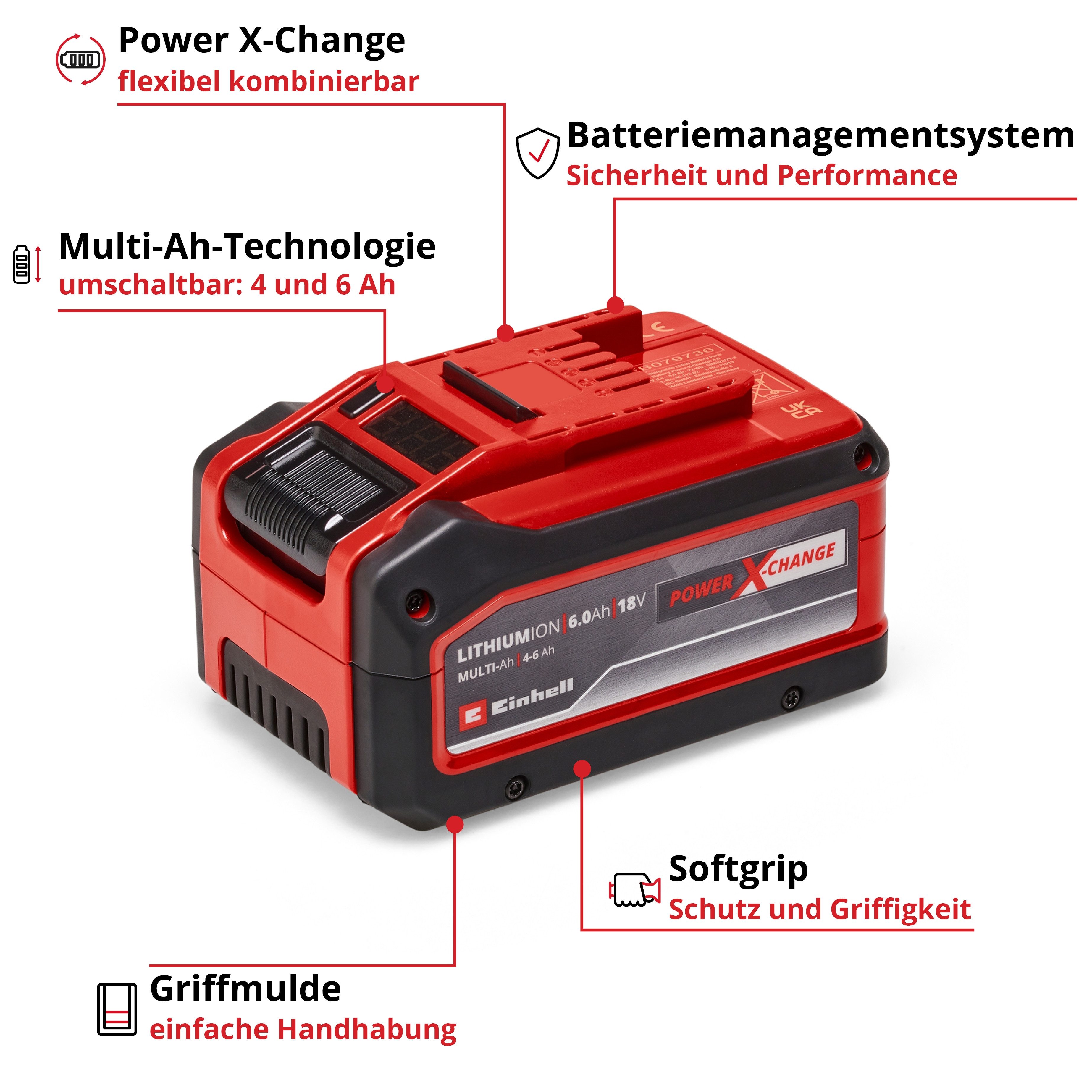 Einhell »Multi-Ah PXC Plus« Akku, 18 V, umschaltbar: 4 und 6 Ah