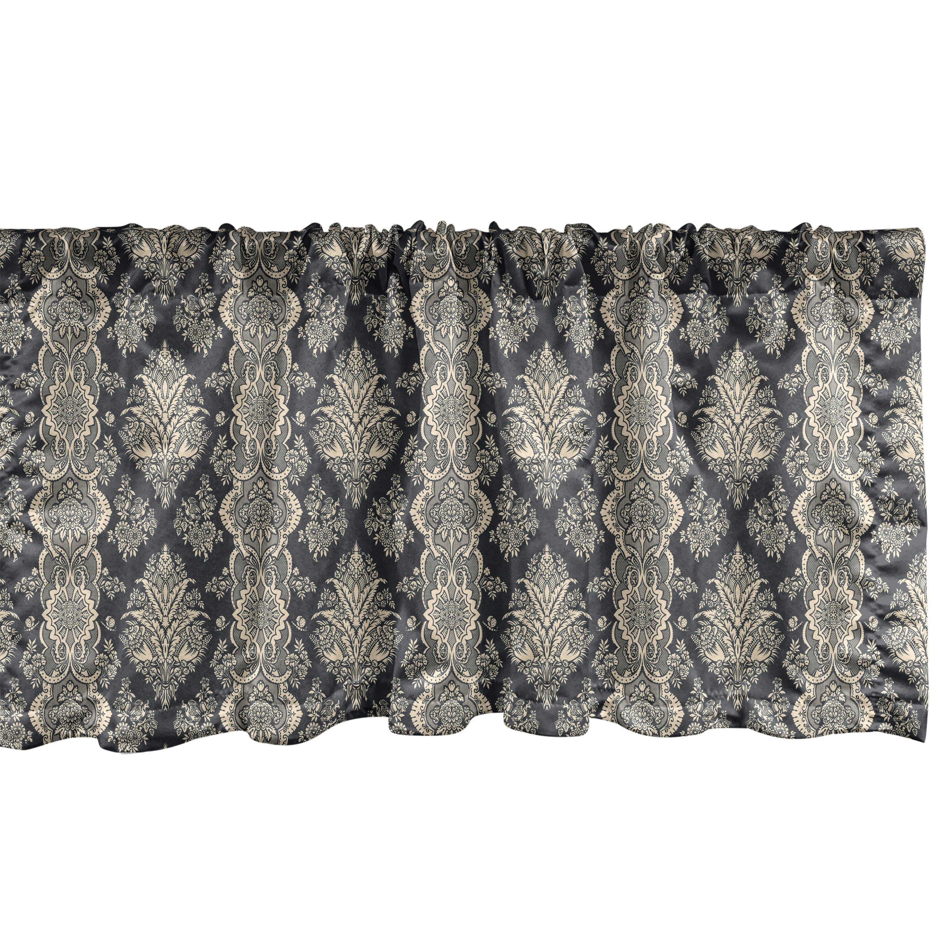 Scheibengardine Vorhang Volant für Küche Schlafzimmer Dekor mit Stangentasche, Abakuhaus, Microfaser, Damast Victorian Barock