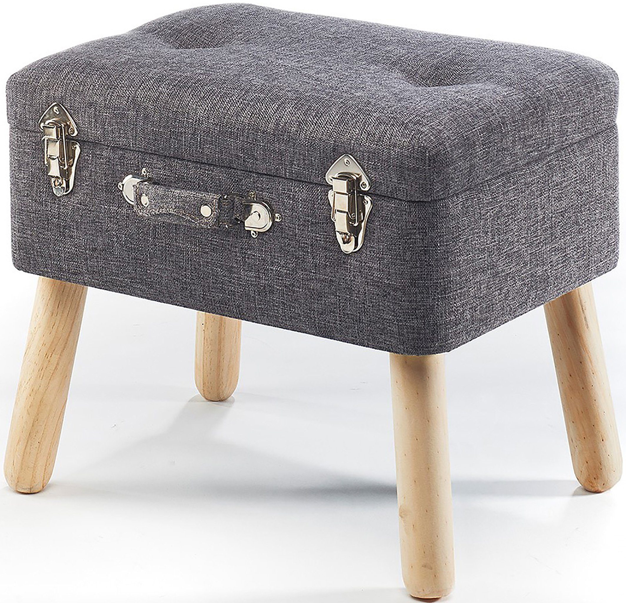 Kobolo Sitzhocker Kofferhocker Polsterhocker aus Textil in hellgrau (1 Stüc günstig online kaufen