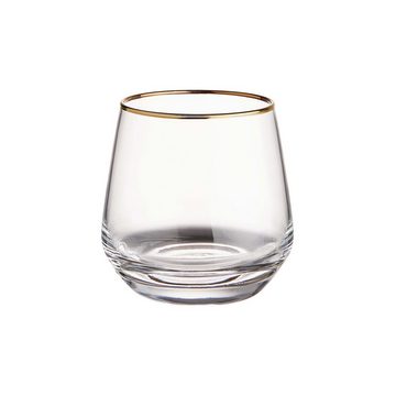 BUTLERS Glas TOUCH OF GOLD 6x Gläser mit Goldrand 345ml, Glas