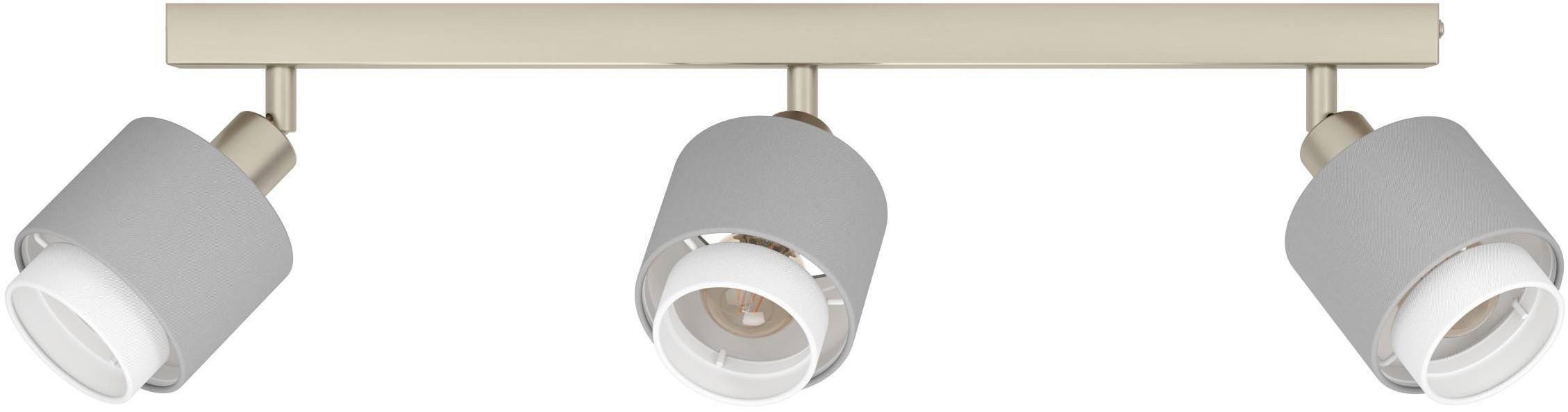 EGLO Deckenleuchte Bellizzi Deckenstrahler schwenkbar, grau und weiß, E14, Küchenlampe, ohne Leuchtmittel, Spot - L43 x B9 x H18,5 cm - nickel-matt - 3X7,5W exkl.