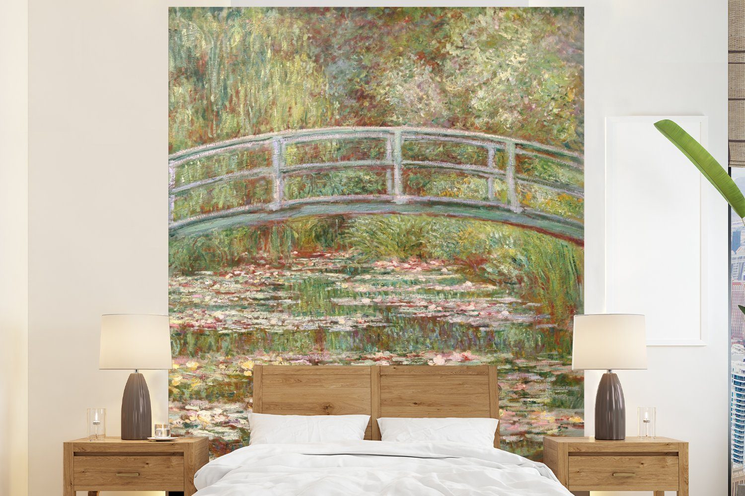 MuchoWow Fototapete Die japanische Brücke - Gemälde von Claude Monet, Matt, bedruckt, (3 St), Vliestapete für Wohnzimmer Schlafzimmer Küche, Fototapete