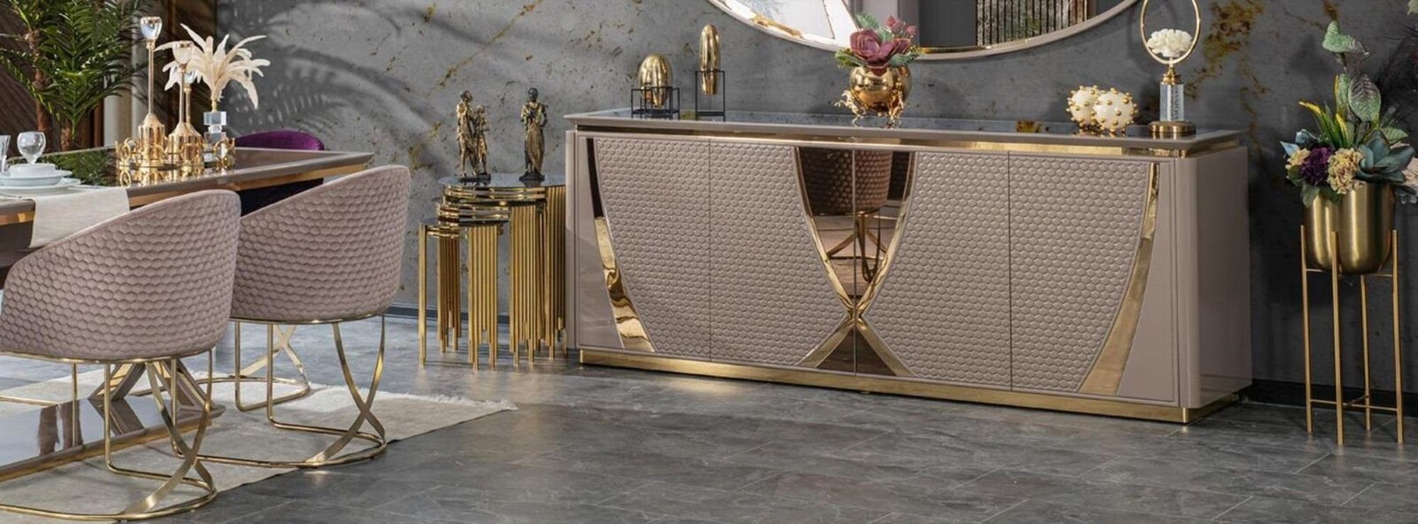 JVmoebel Kommode Kommoden Gruppe Konsole Schränke Modern Neu Garnitur Set SOFORT (2 St., Kommode mit Spiegel), Made in Europa