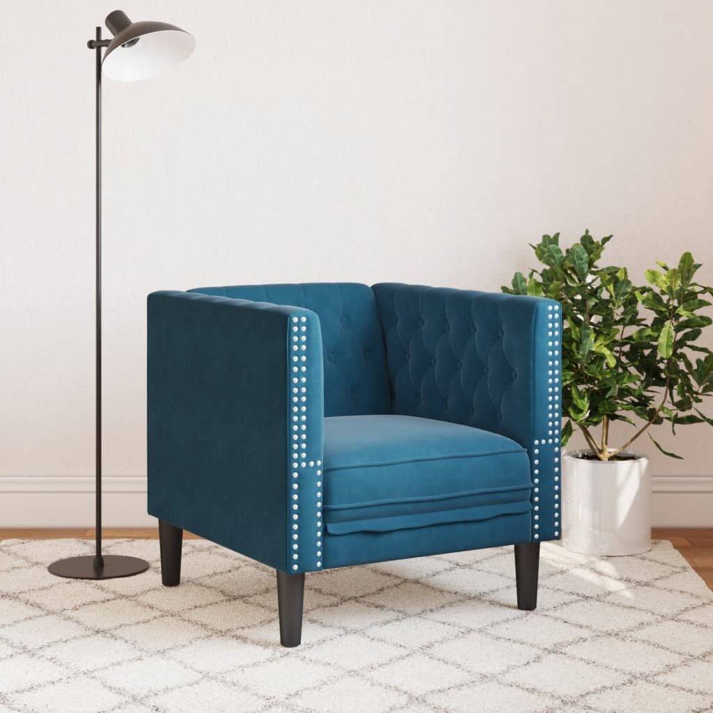 vidaXL Sofa Chesterfield-Sessel Blau Samt günstig online kaufen